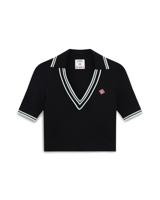 Viscose V-Neck Polo Shirt | Casablanca Paris | Image 1