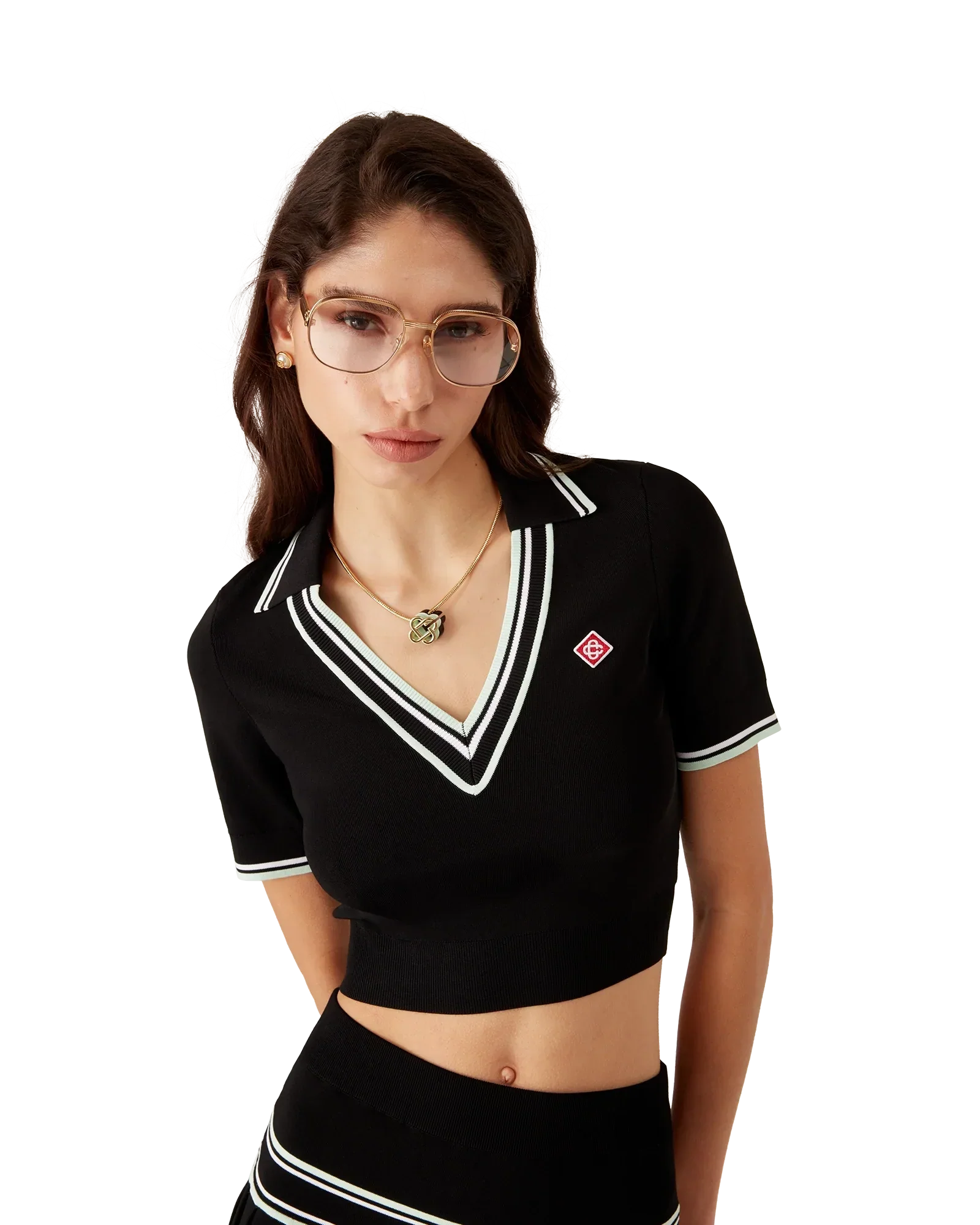 Viscose V-Neck Polo Shirt | Casablanca Paris | Image 5