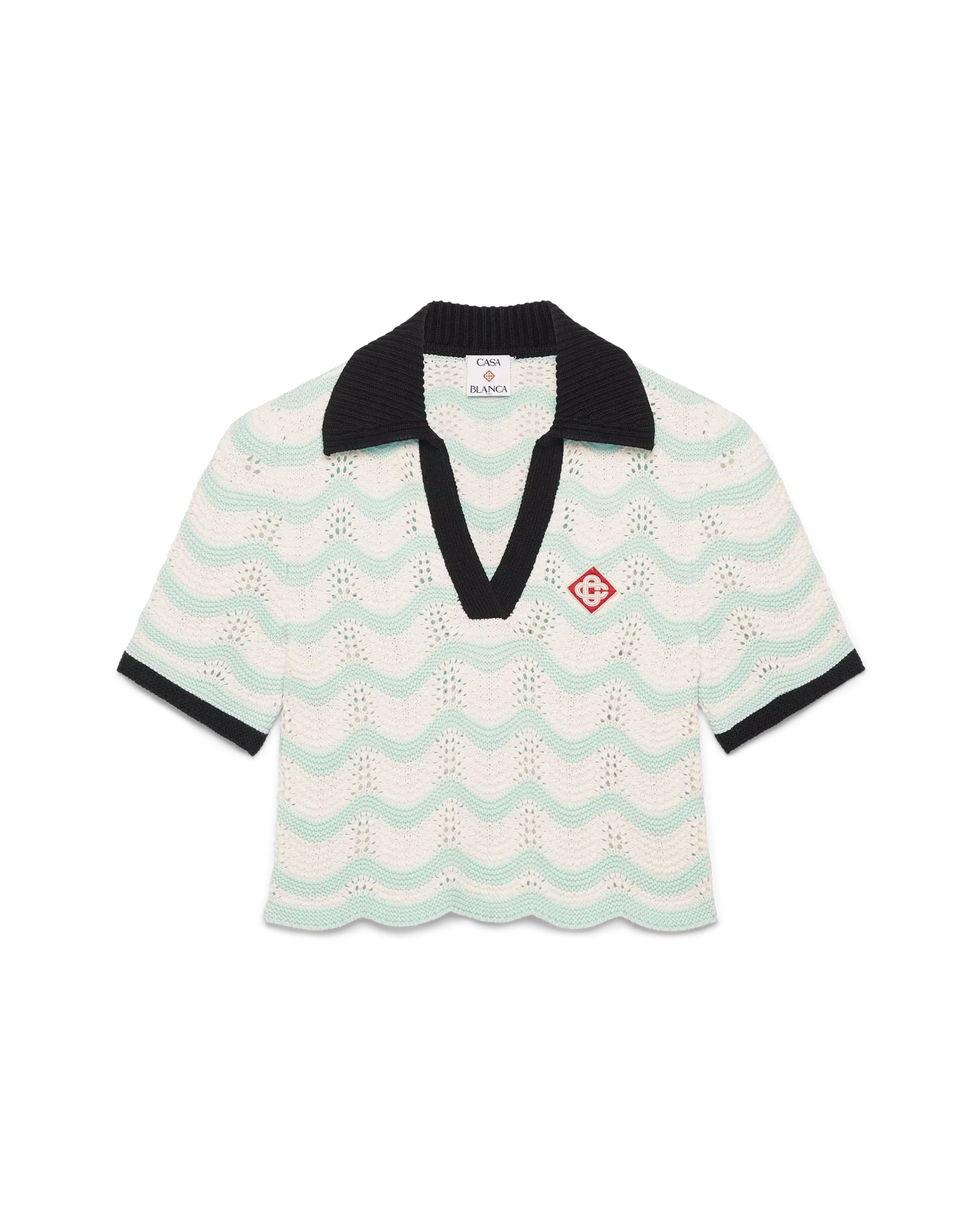 Cotton Wave Crochet Cropped Polo | Casablanca Paris | Image 1