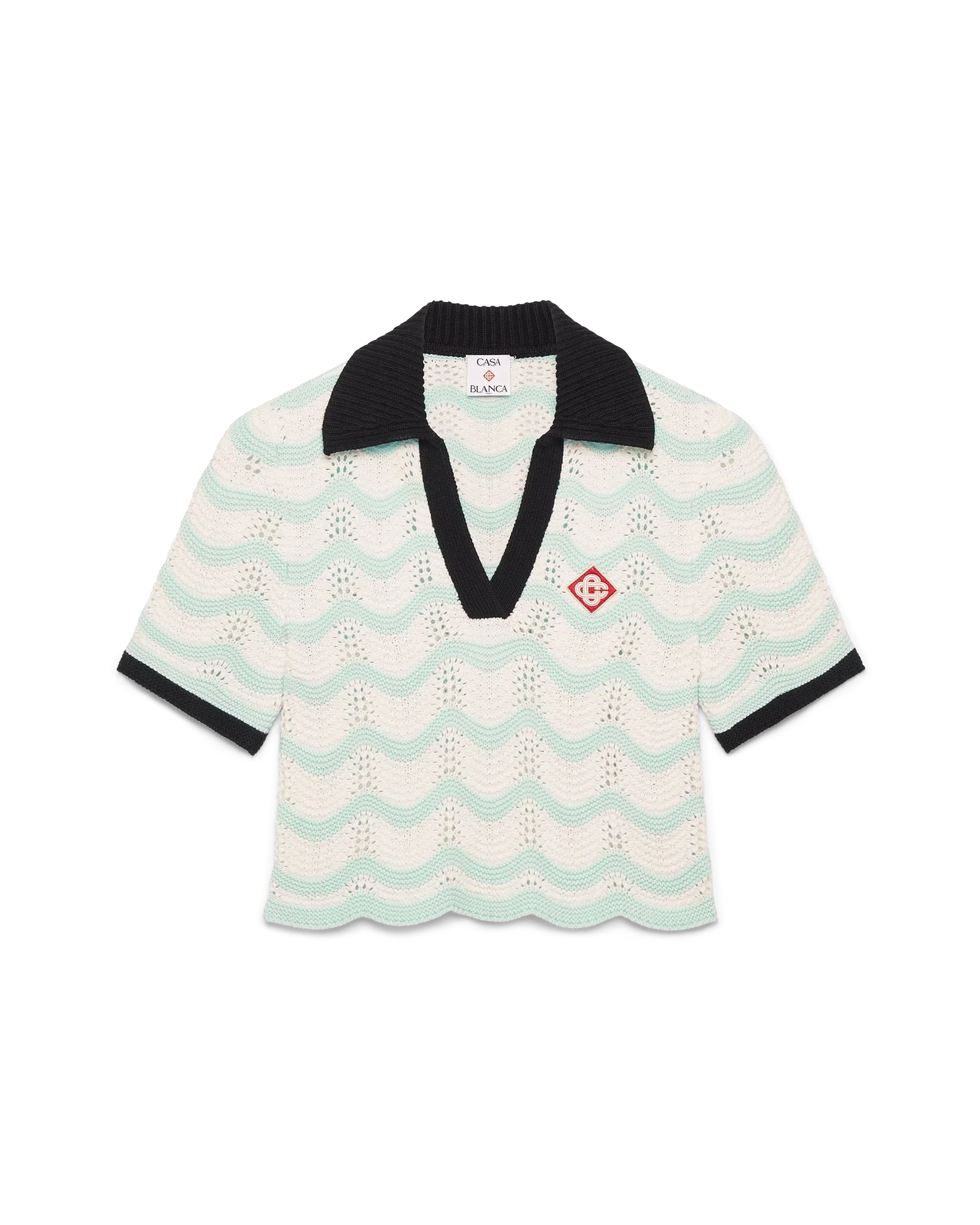 Cotton Wave Crochet Cropped Polo | Casablanca Paris | Image 1