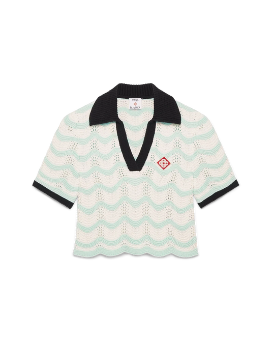 Cotton Wave Crochet Cropped Polo | Casablanca Paris | Image 1