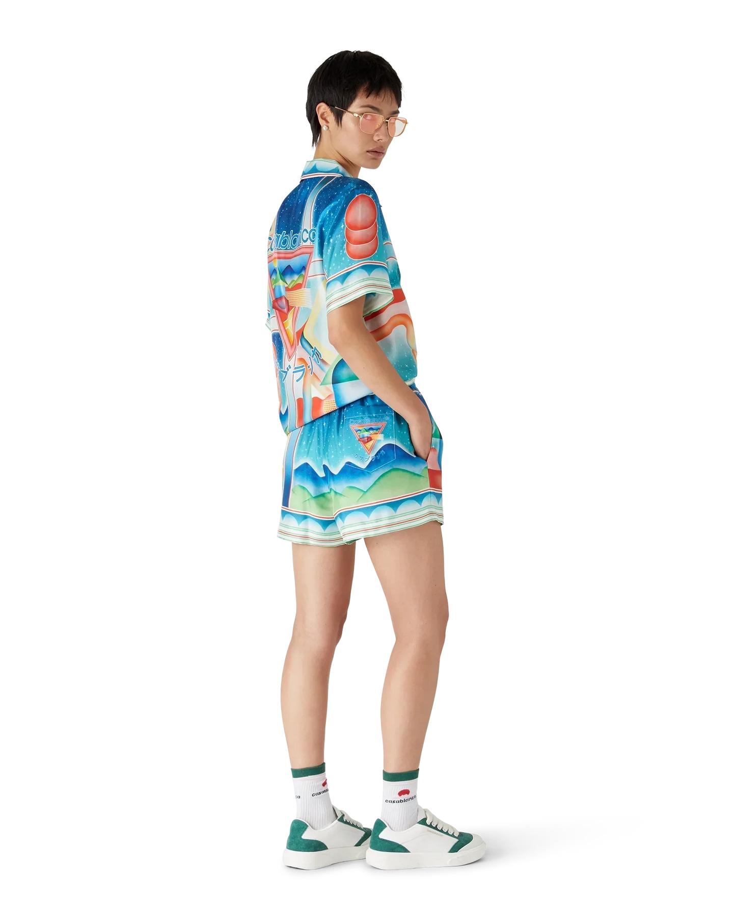 Galaxy Court Silk Shorts | Casablanca Paris | Image 3
