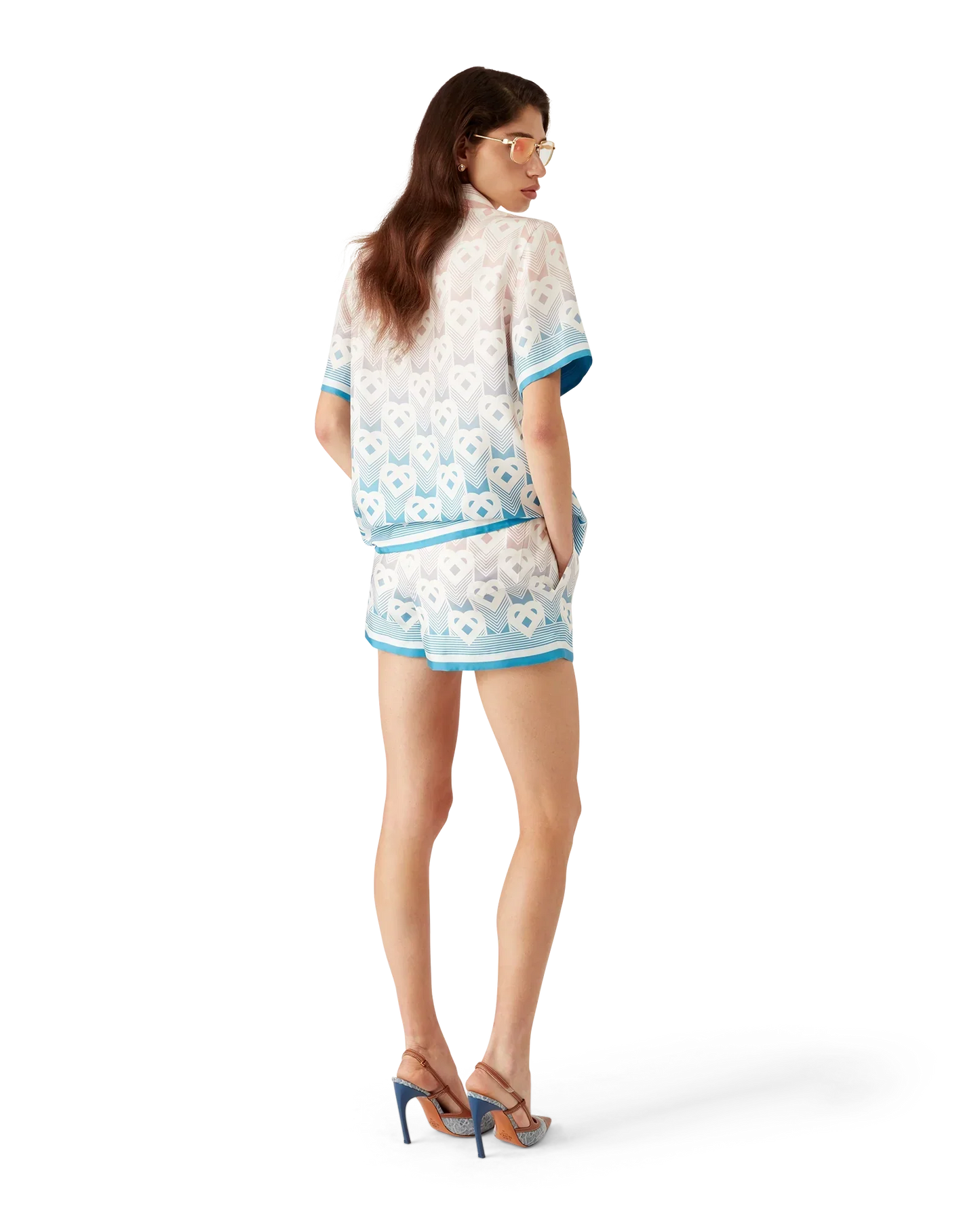 Gradient Heart Monogram Silk Shorts | Casablanca Paris | Image 3
