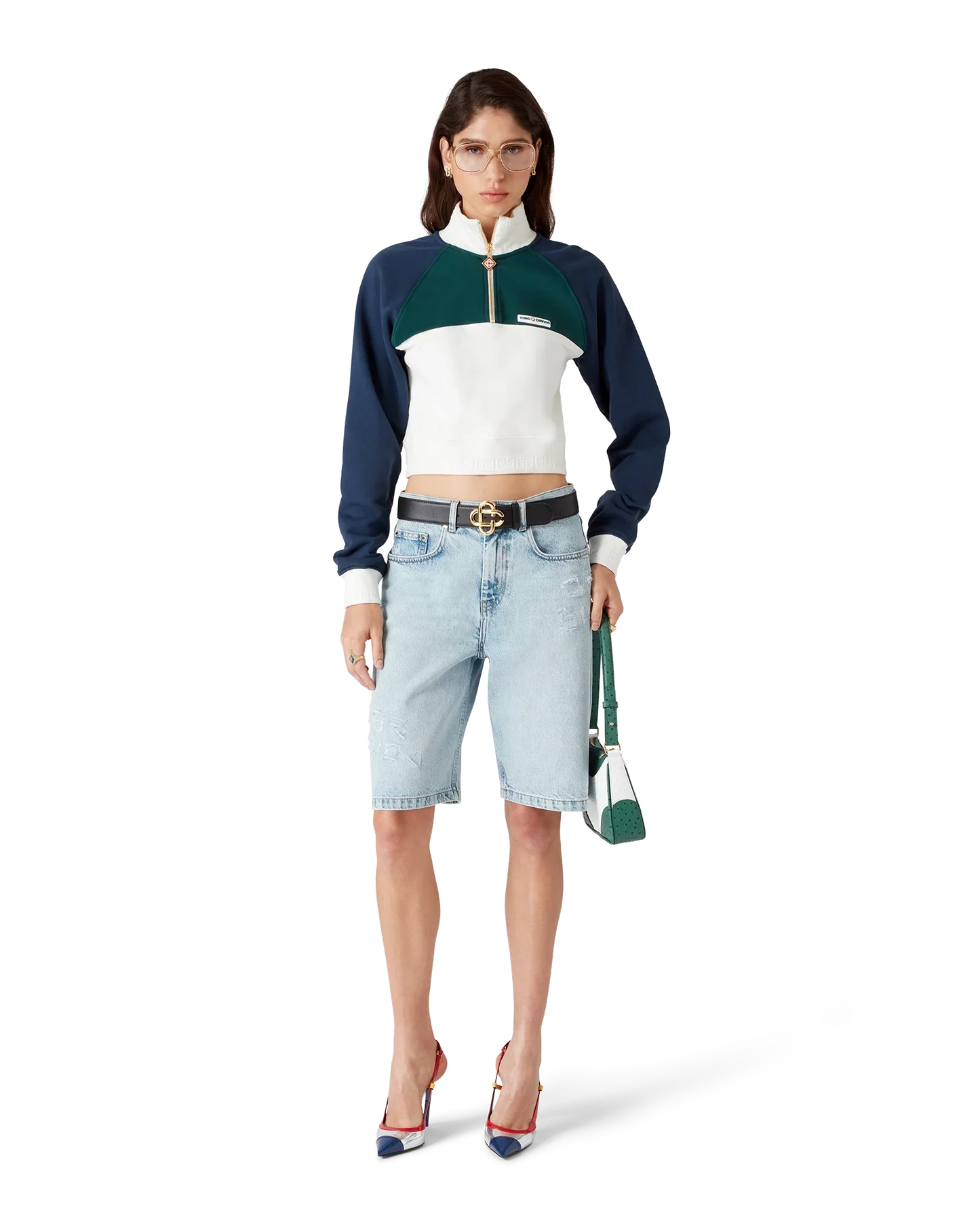 Colourblock Quarter Zip Cropped Sweatshirt | Casablanca Paris | Image 2