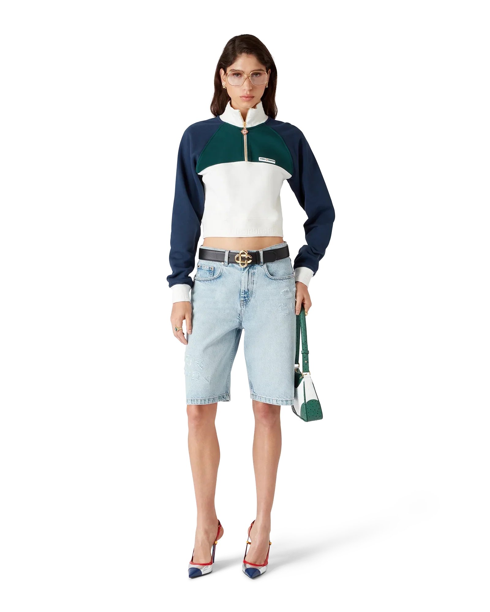 Colourblock Quarter Zip Cropped Sweatshirt | Casablanca Paris | Image 2