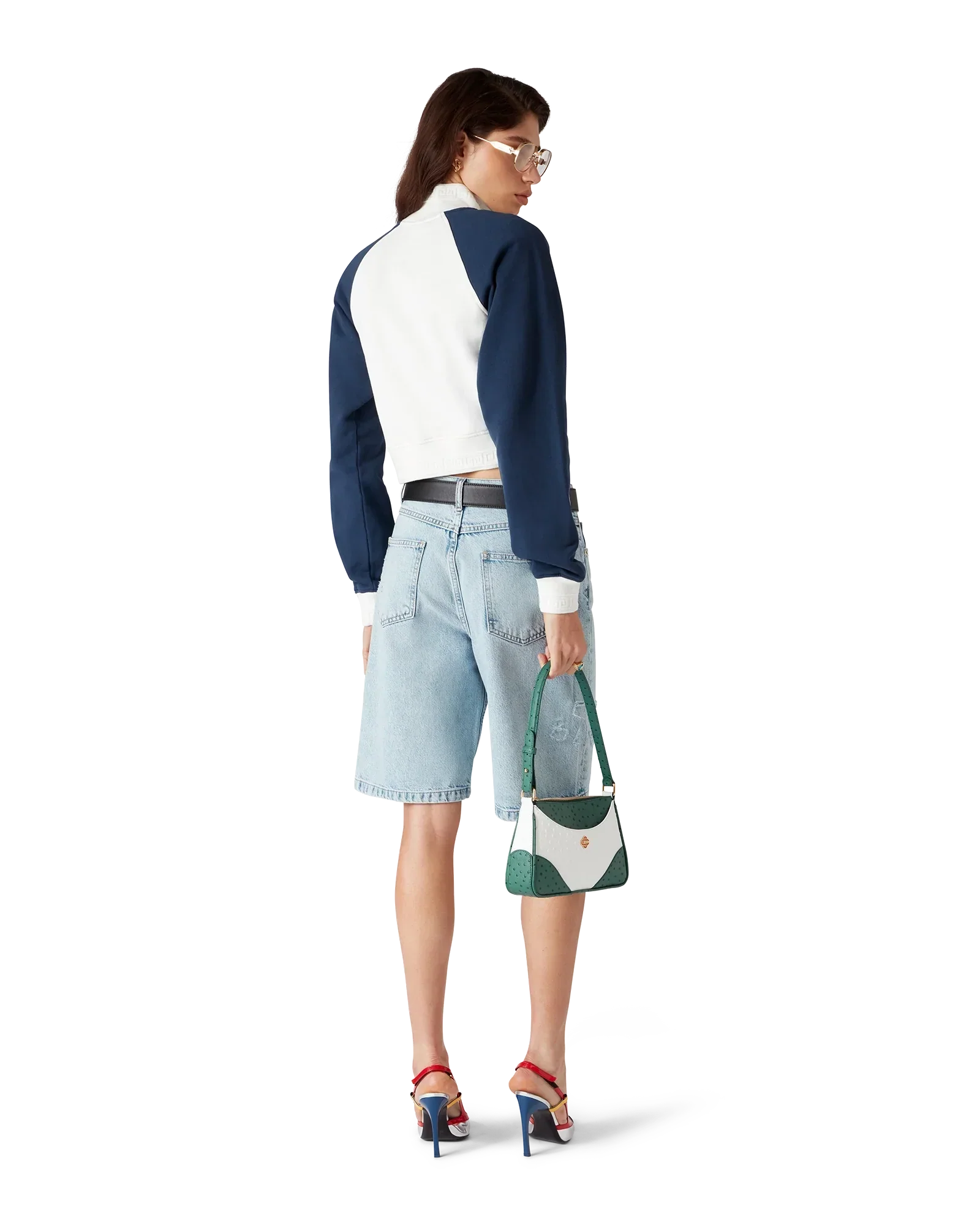 Colourblock Quarter Zip Cropped Sweatshirt | Casablanca Paris | Image 3