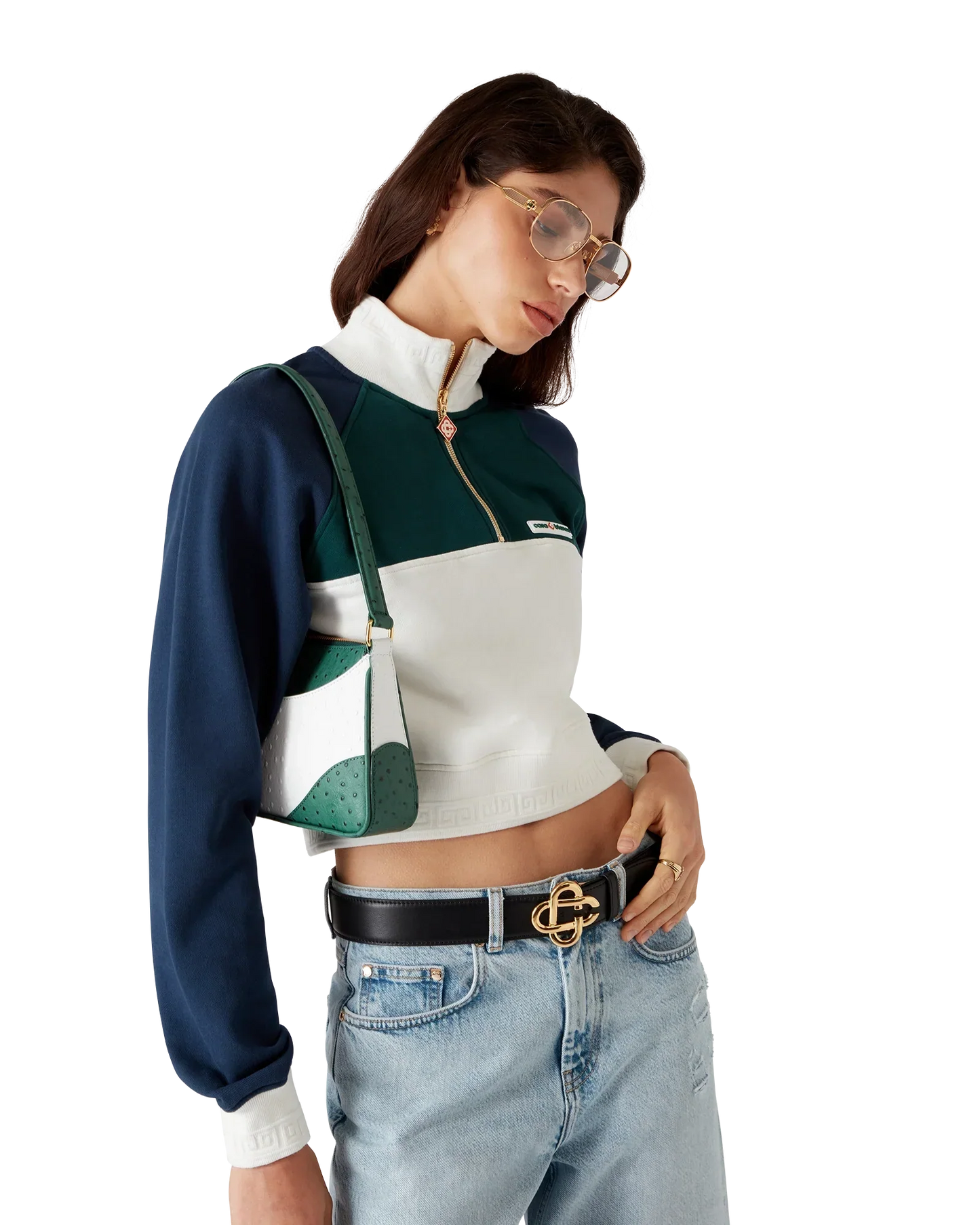 Colourblock Quarter Zip Cropped Sweatshirt | Casablanca Paris | Image 4