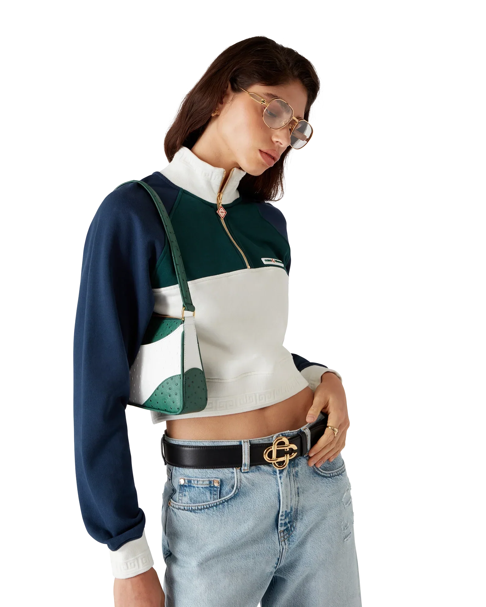 Colourblock Quarter Zip Cropped Sweatshirt | Casablanca Paris | Image 4
