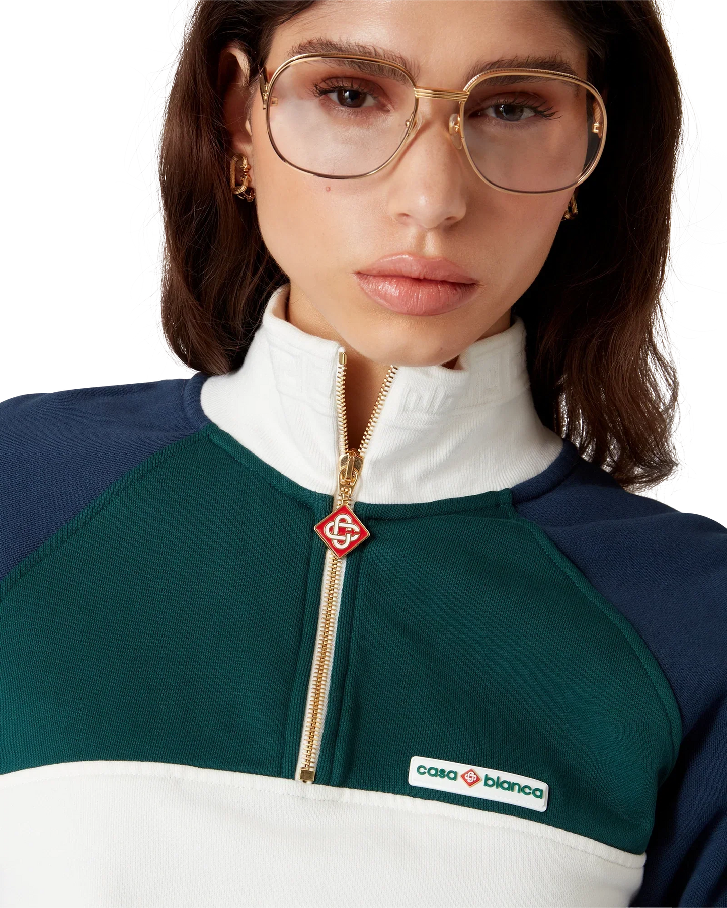 Colourblock Quarter Zip Cropped Sweatshirt | Casablanca Paris | Image 5