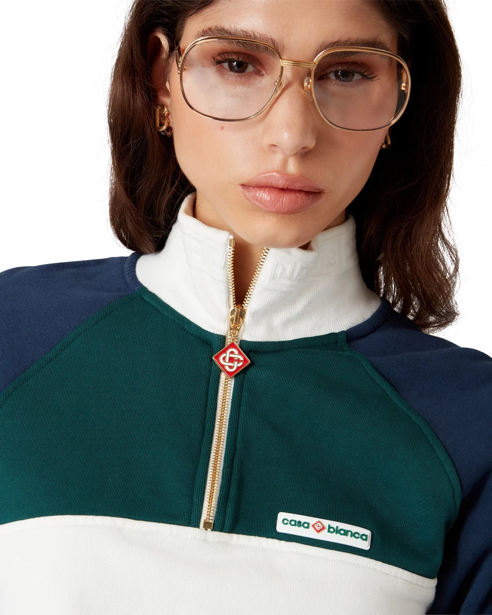 Colourblock Quarter Zip Cropped Sweatshirt | Casablanca Paris | Image 5