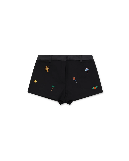 Embroidered Motif Wool Tailored Shorts | Casablanca Paris | Image 1