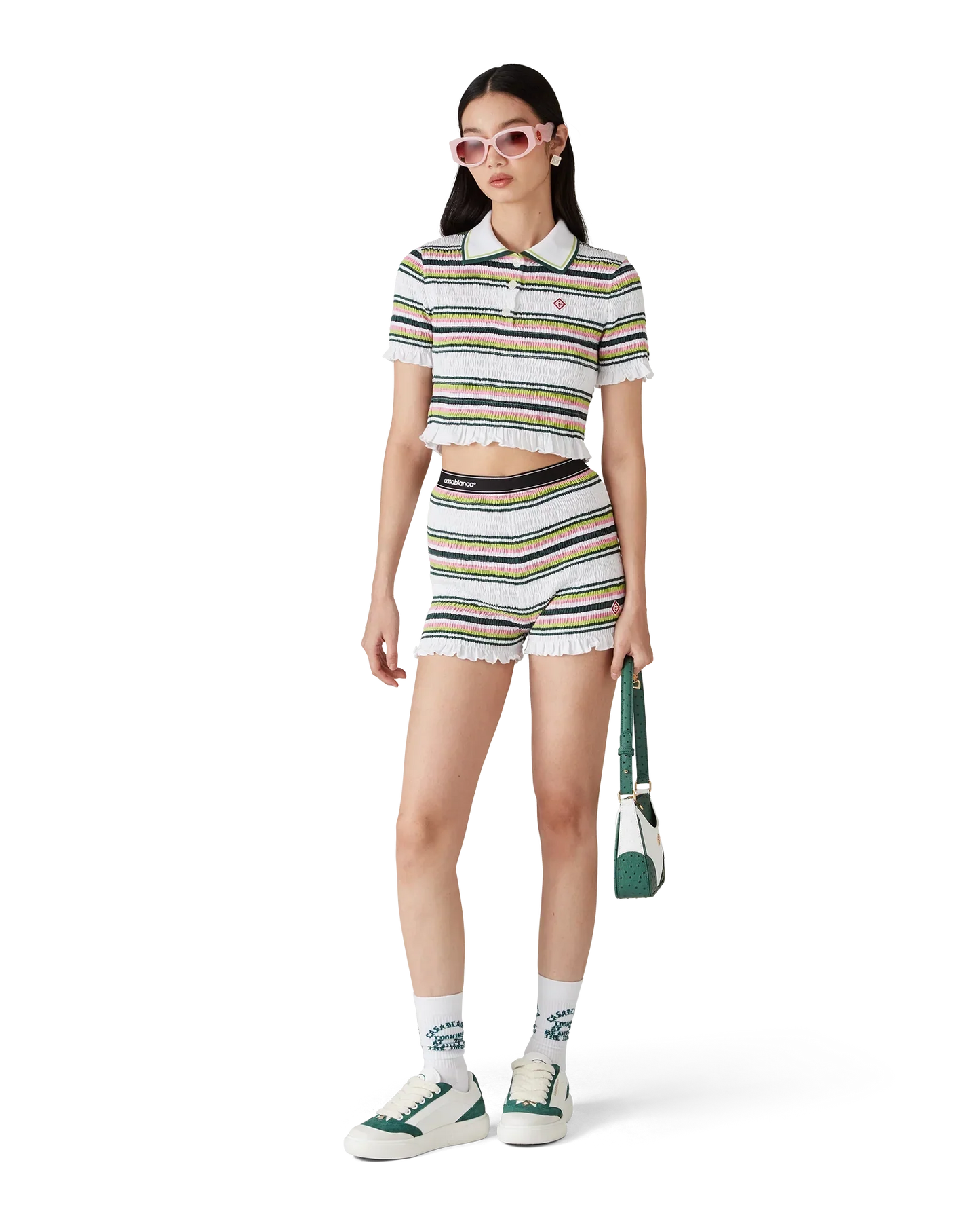Stripe Cropped Polo Shirt | Casablanca Paris | Image 2