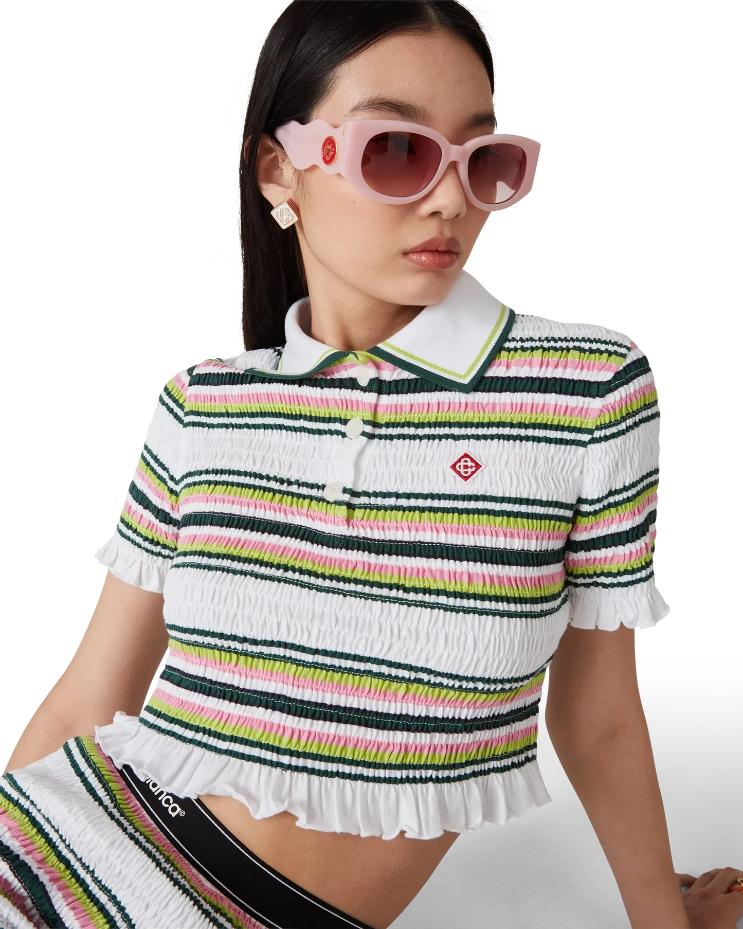 Stripe Cropped Polo Shirt | Casablanca Paris | Image 4