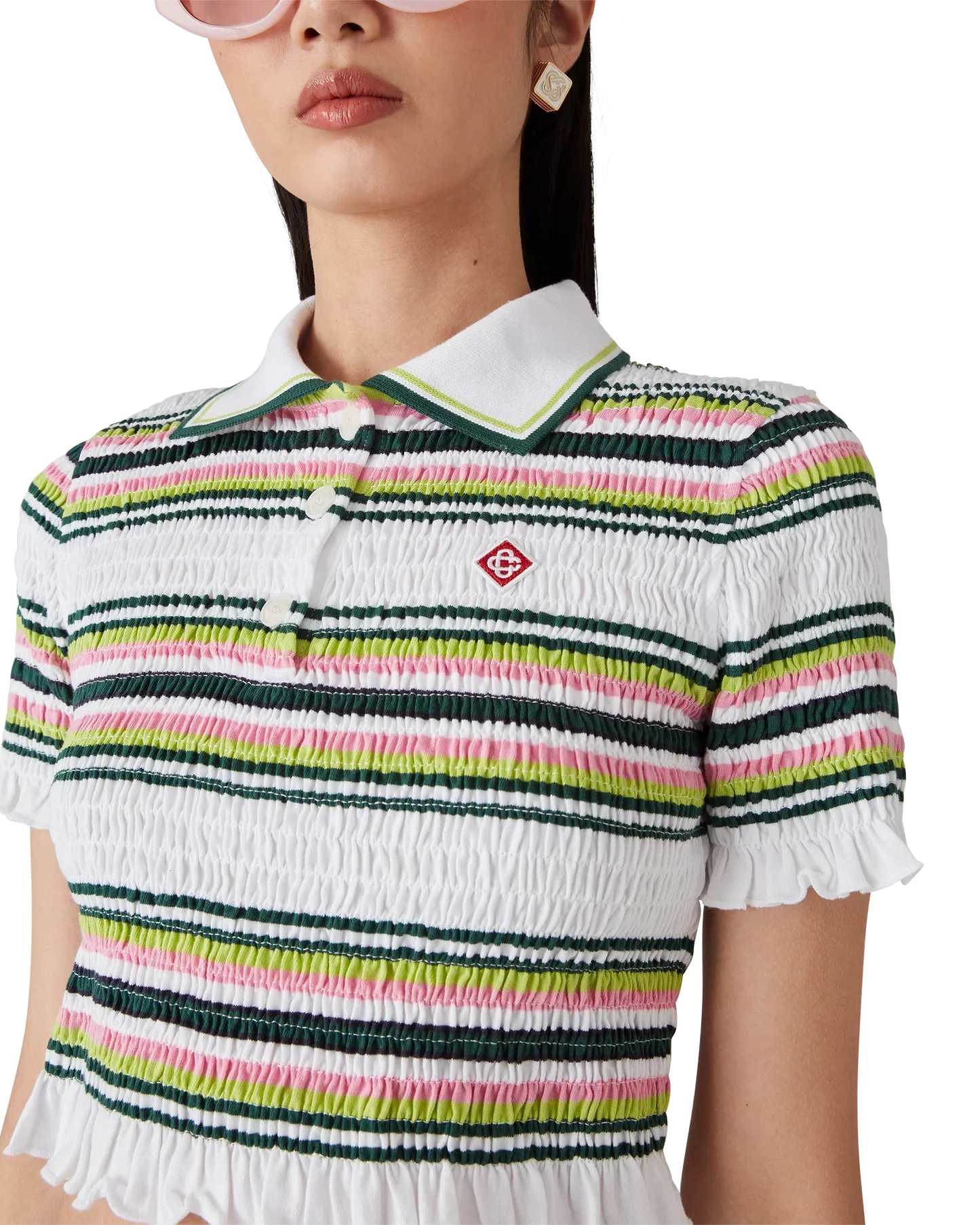 Stripe Cropped Polo Shirt | Casablanca Paris | Image 5