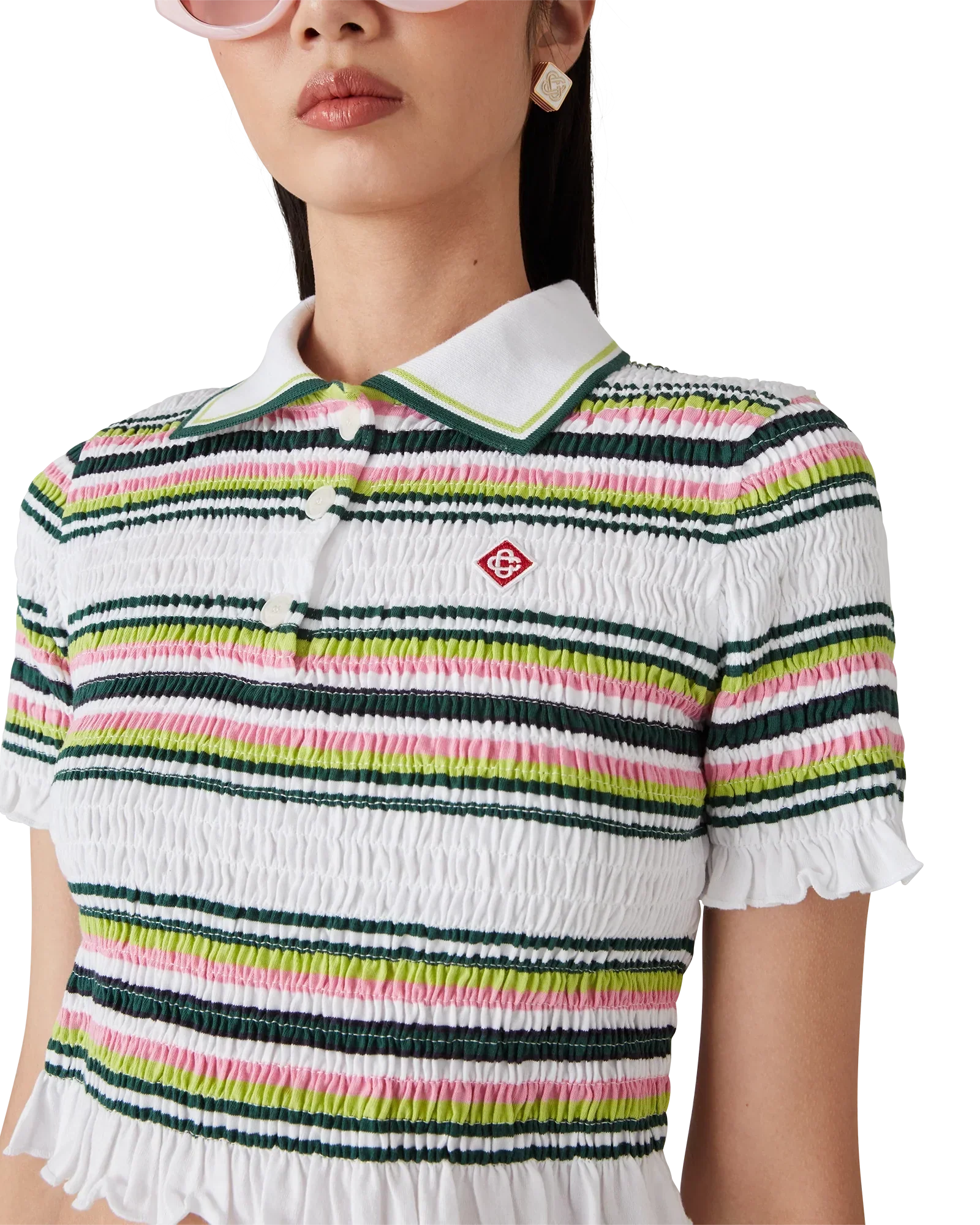 Stripe Cropped Polo Shirt | Casablanca Paris | Image 5