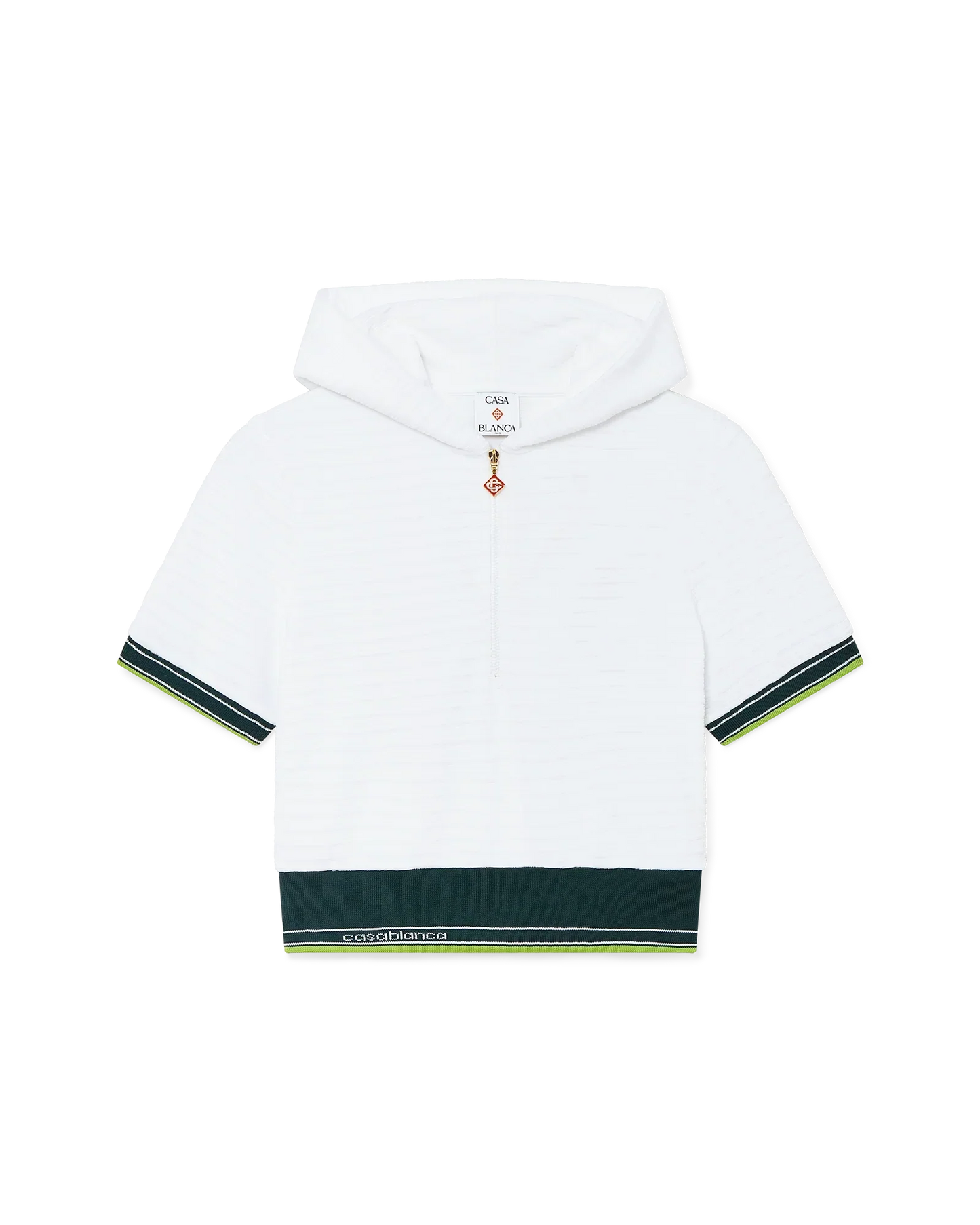 Textured Velour Tennis Cropped Hooded Top | Casablanca Paris | Image 1