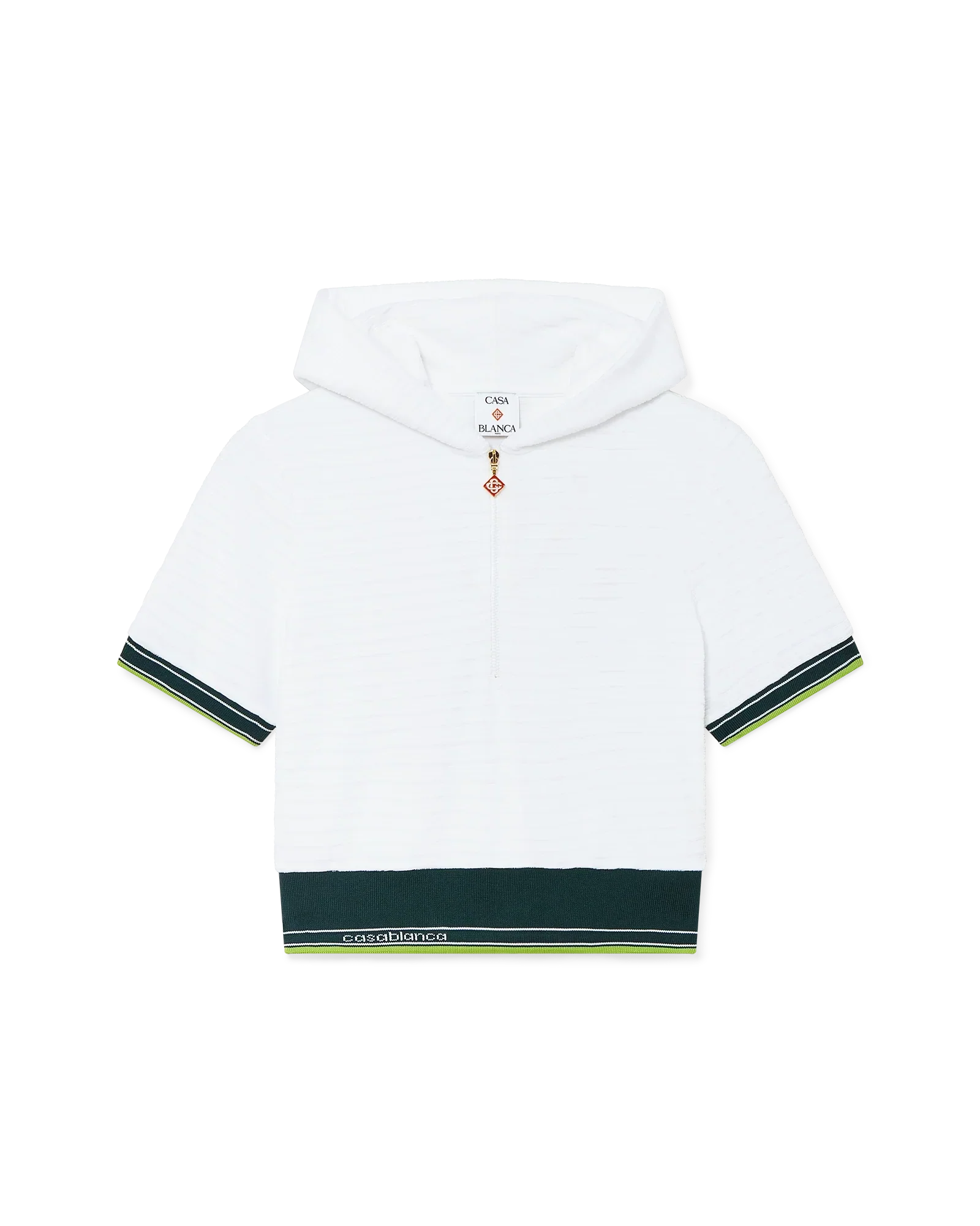 Textured Velour Tennis Cropped Hooded Top | Casablanca Paris | Image 1