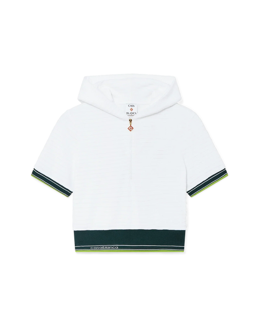 Textured Velour Tennis Cropped Hooded Top | Casablanca Paris | Image 1