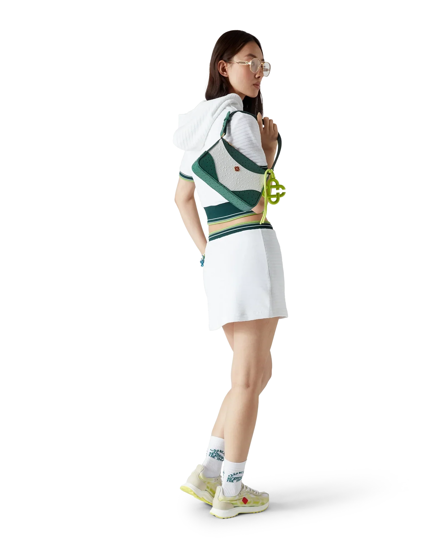 Textured Velour Tennis Cropped Hooded Top | Casablanca Paris | Image 3