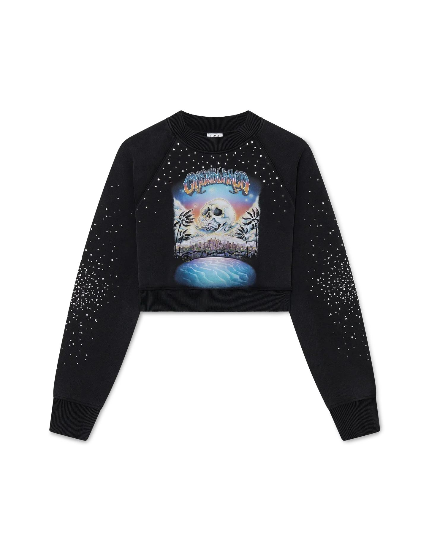 La Prémonition Crystal Embellished Cropped Sweatshirt | Casablanca Paris | Image 1