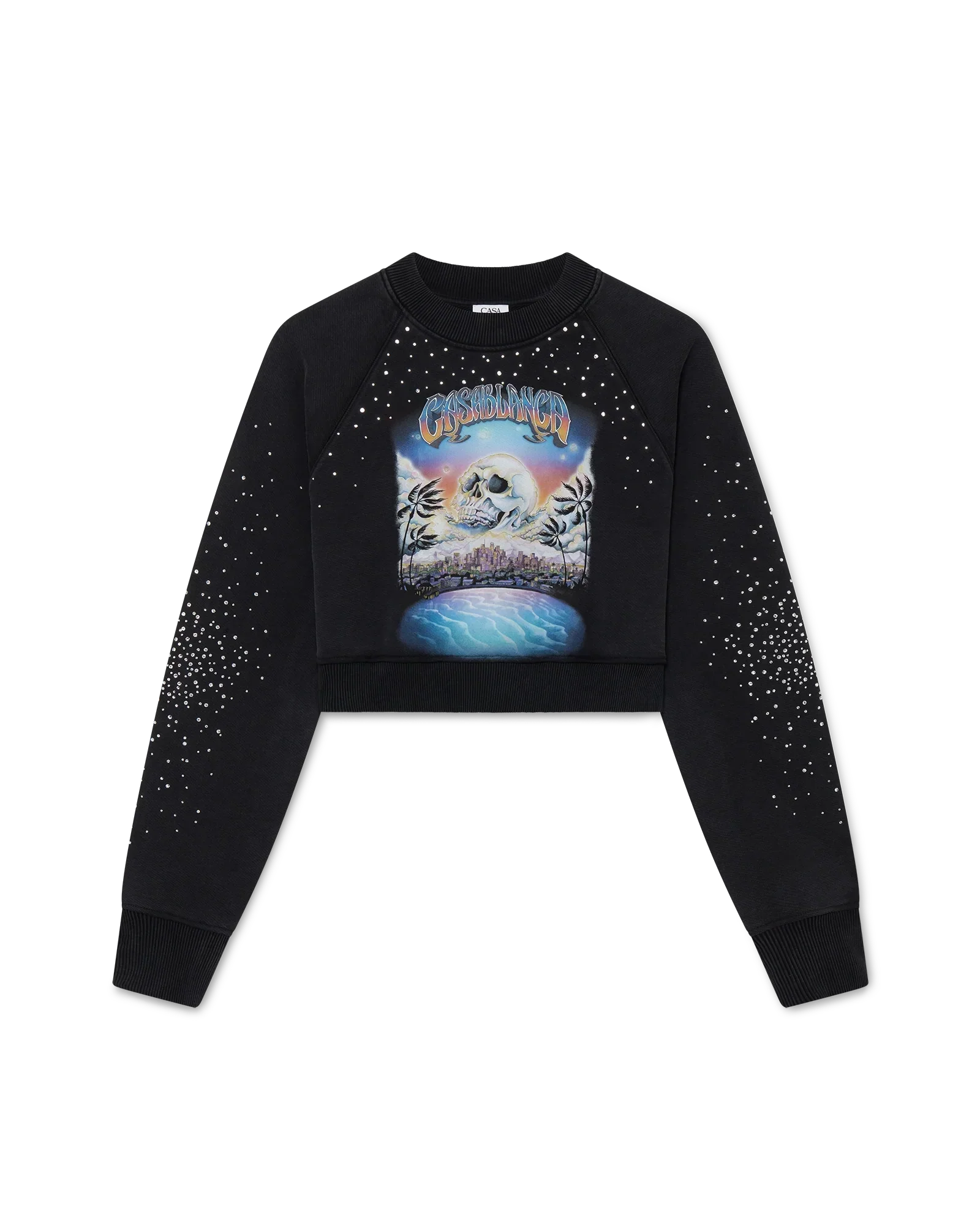 La Prémonition Crystal Embellished Cropped Sweatshirt | Casablanca Paris | Image 1