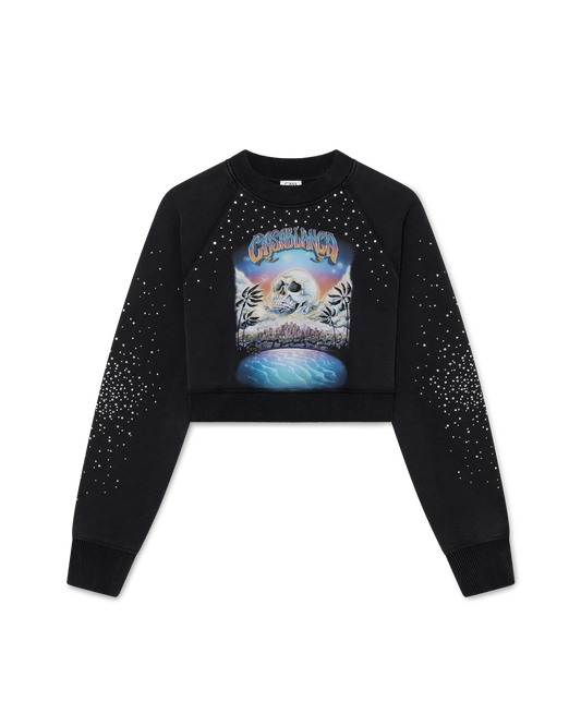 La Prémonition Crystal Embellished Cropped Sweatshirt | Casablanca Paris | Image 1