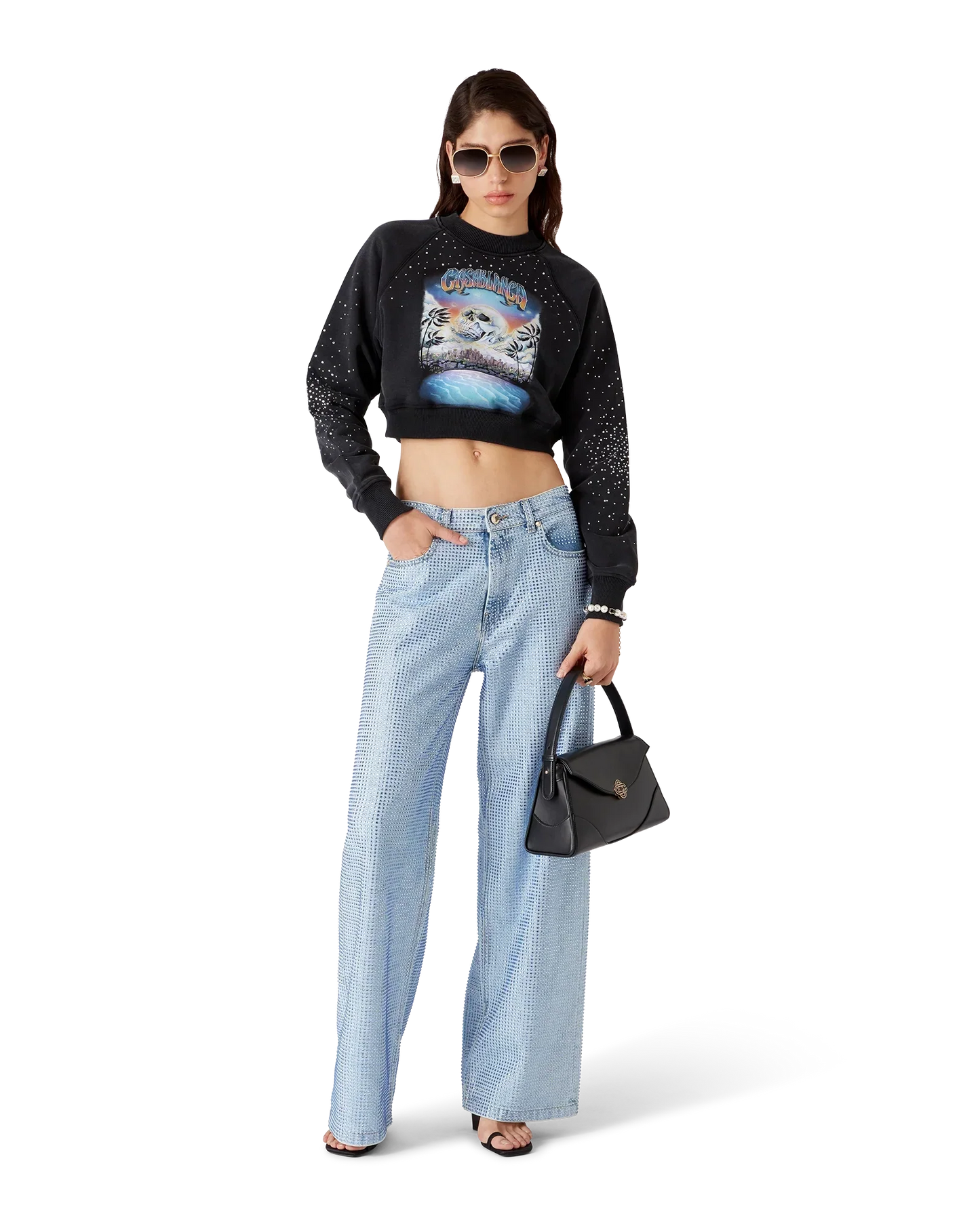 La Prémonition Crystal Embellished Cropped Sweatshirt | Casablanca Paris | Image 2