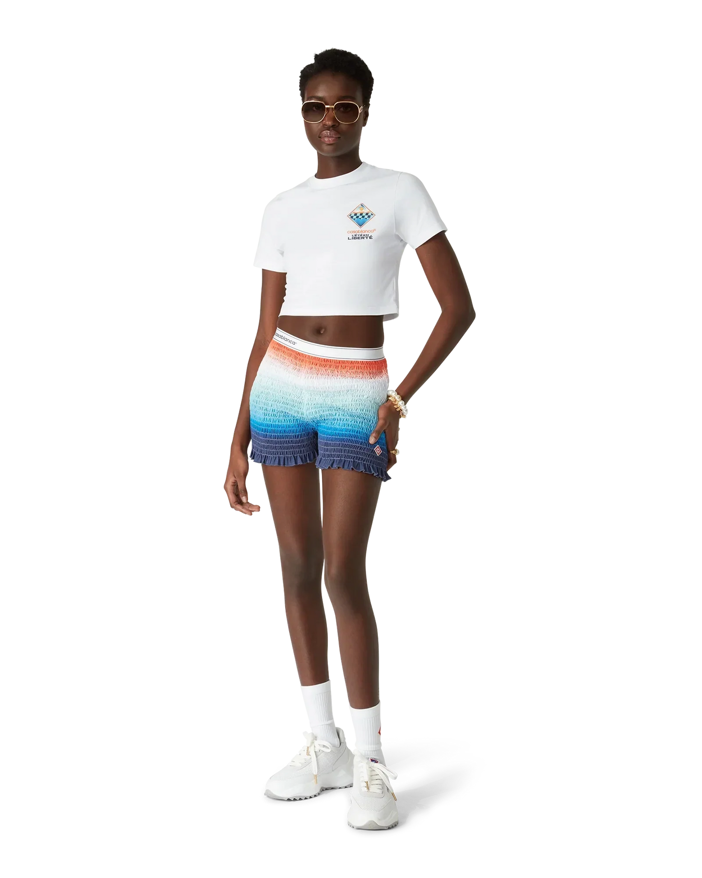The L'été En Liberté Short Sleeve Cropped T-Shirt | Casablanca Paris | Image 2