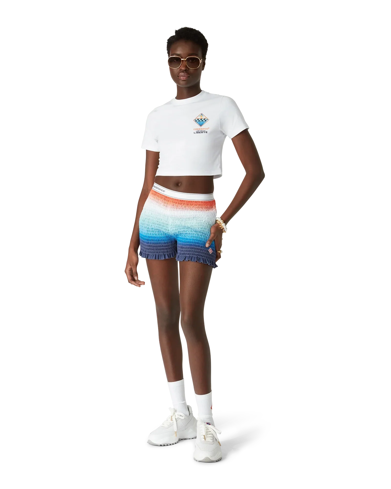 The L'été En Liberté Short Sleeve Cropped T-Shirt | Casablanca Paris | Image 2