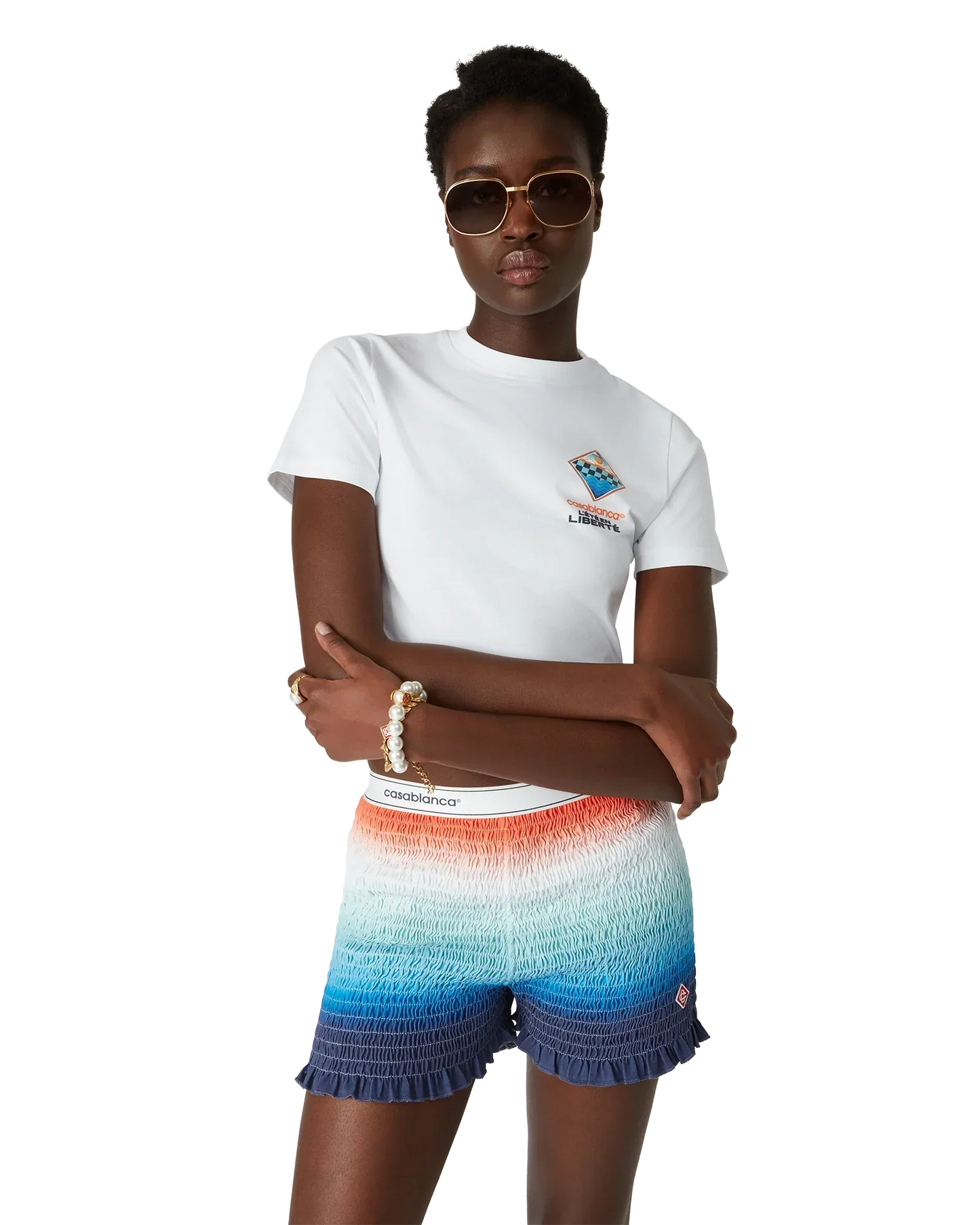 The L'été En Liberté Short Sleeve Cropped T-Shirt | Casablanca Paris | Image 4