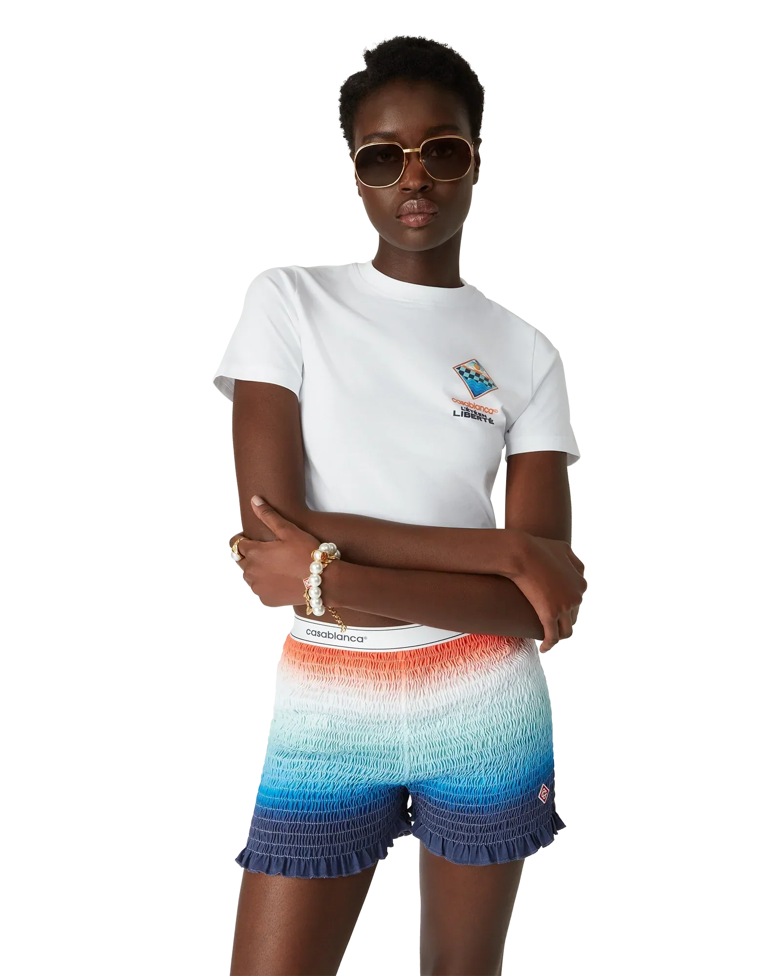 The L'été En Liberté Short Sleeve Cropped T-Shirt | Casablanca Paris | Image 4