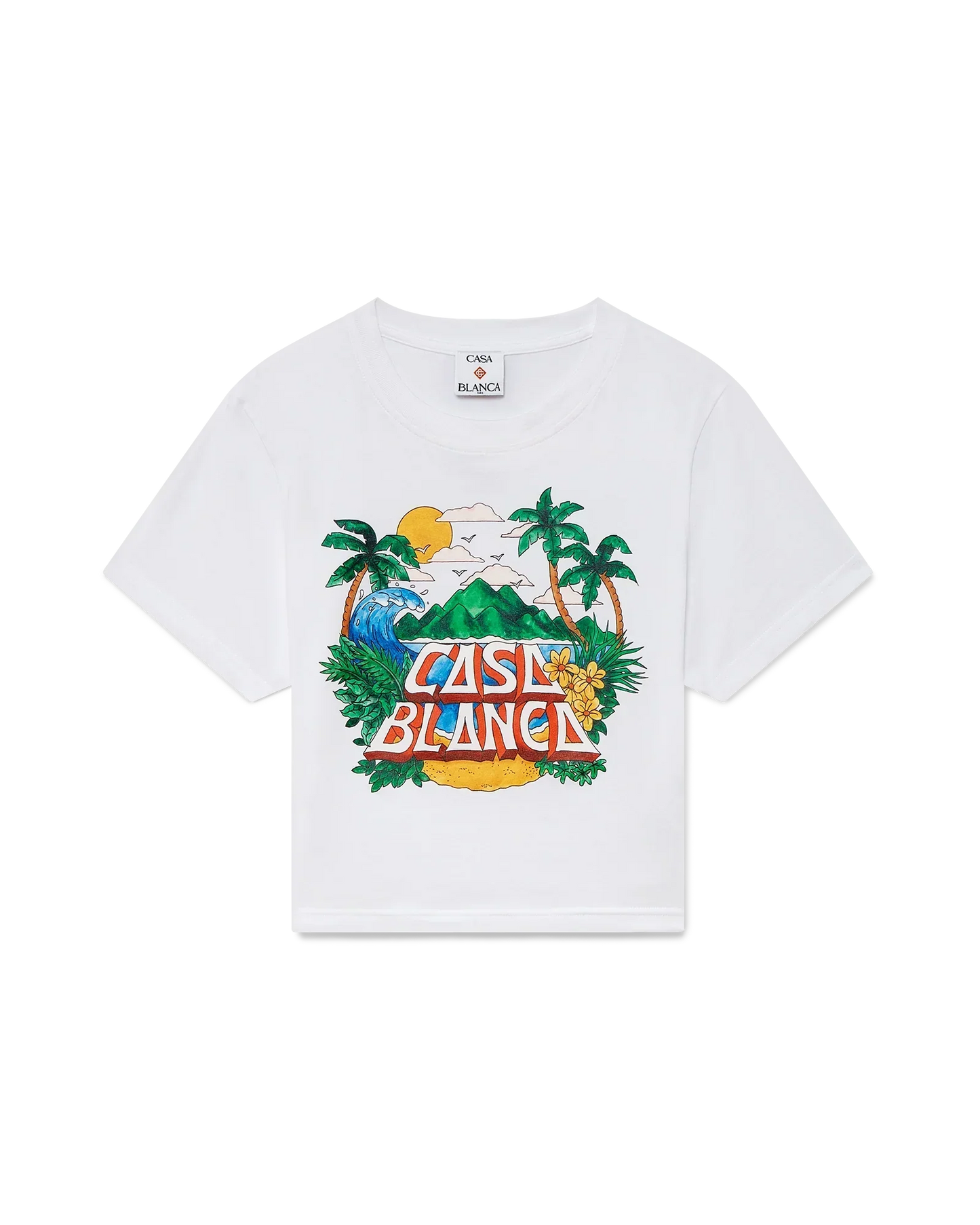 Casa Beach Wave Cropped Short Sleeve T-Shirt | Casablanca Paris | Image 1