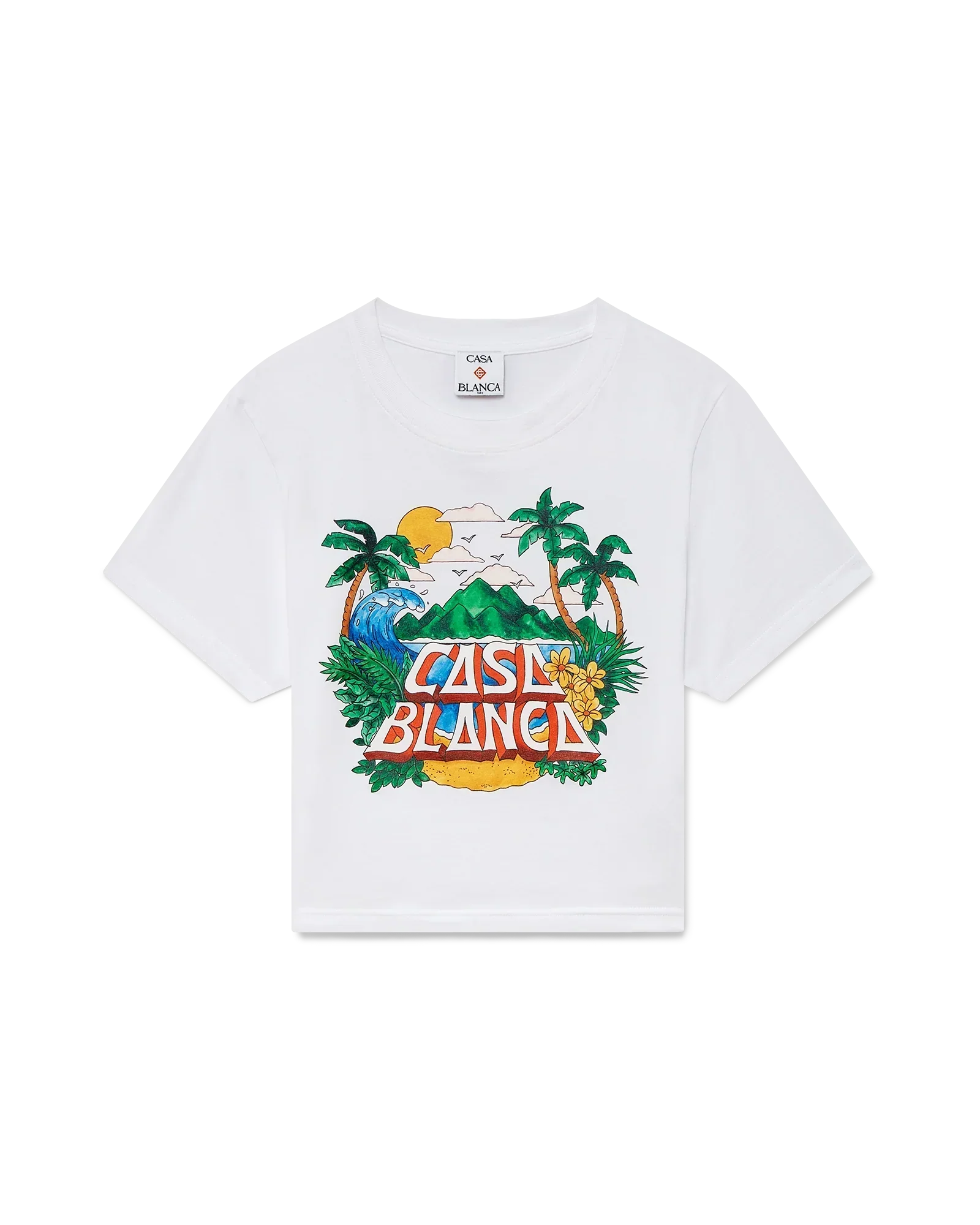 Casa Beach Wave Cropped Short Sleeve T-Shirt | Casablanca Paris | Image 1