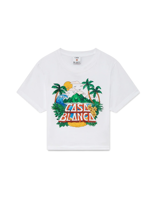 Casa Beach Wave Cropped Short Sleeve T-Shirt | Casablanca Paris | Image 1