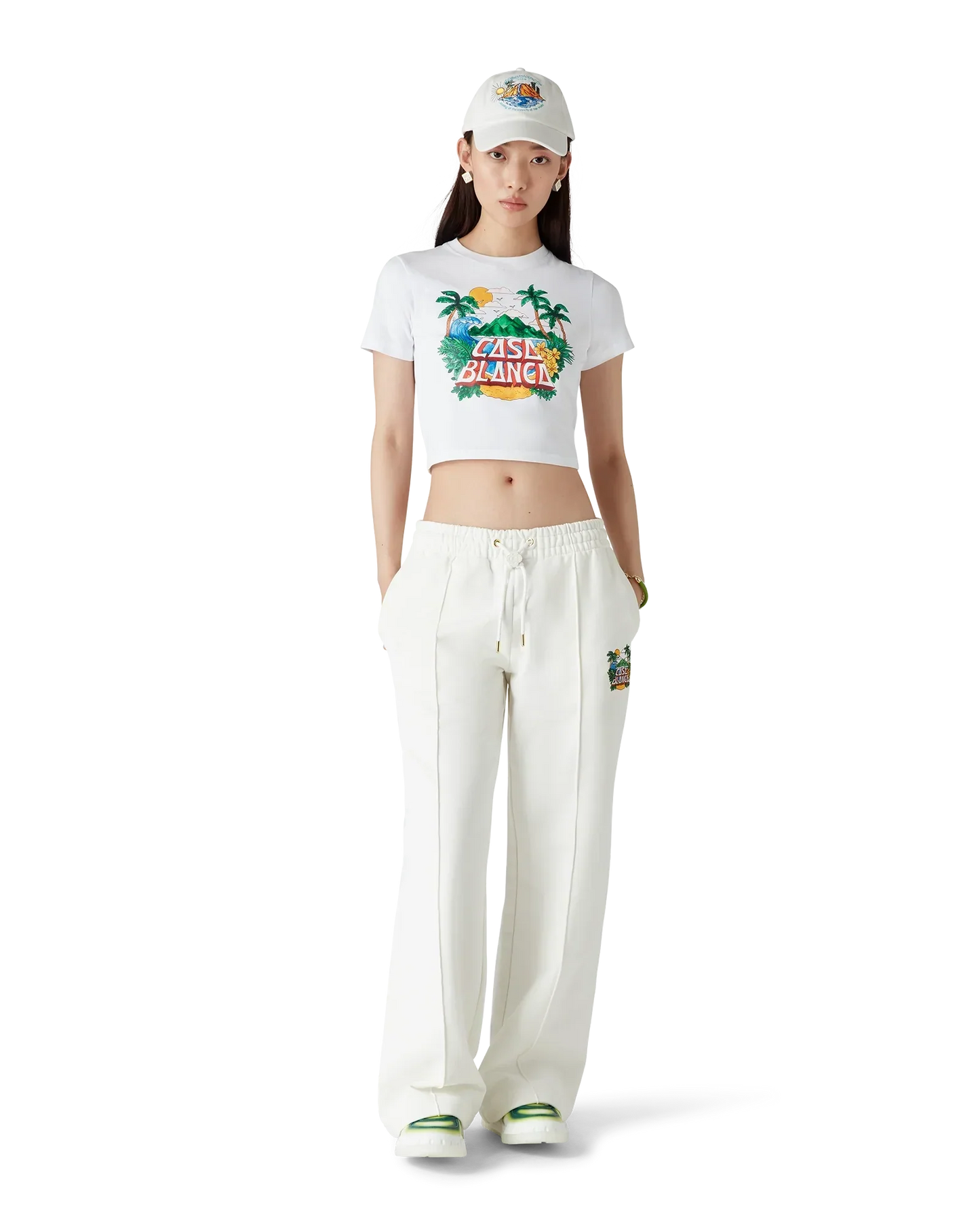 Casa Beach Wave Cropped Short Sleeve T-Shirt | Casablanca Paris | Image 2