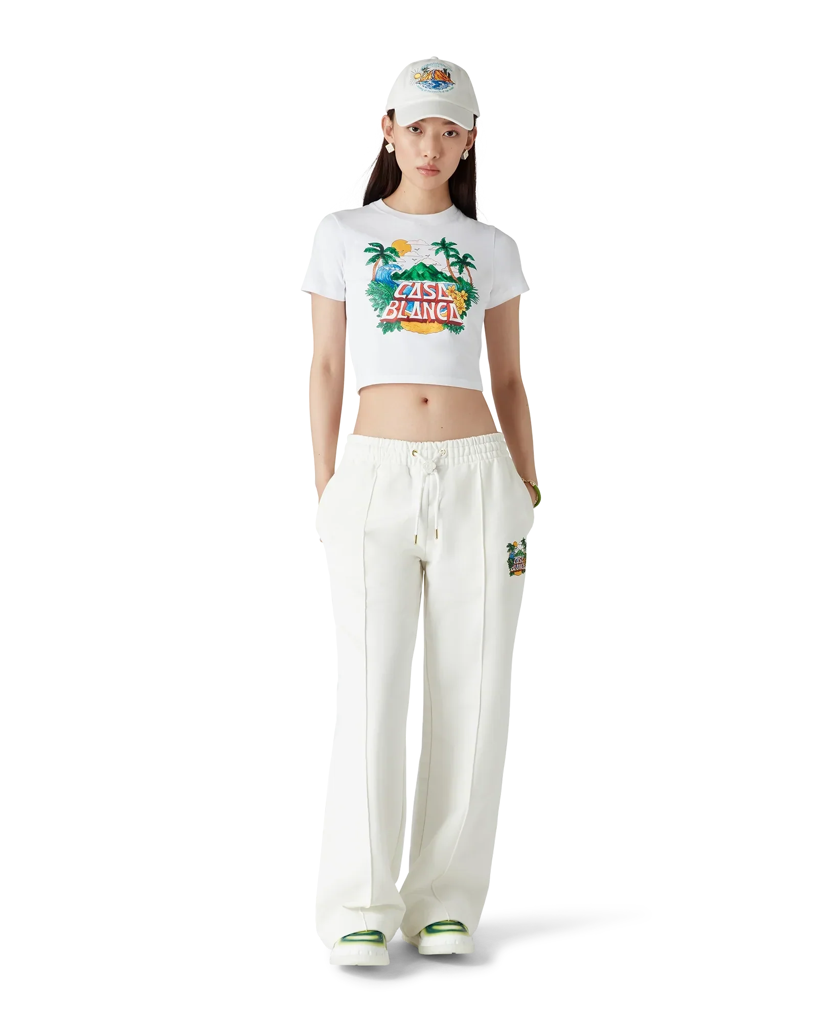 Casa Beach Wave Cropped Short Sleeve T-Shirt | Casablanca Paris | Image 2