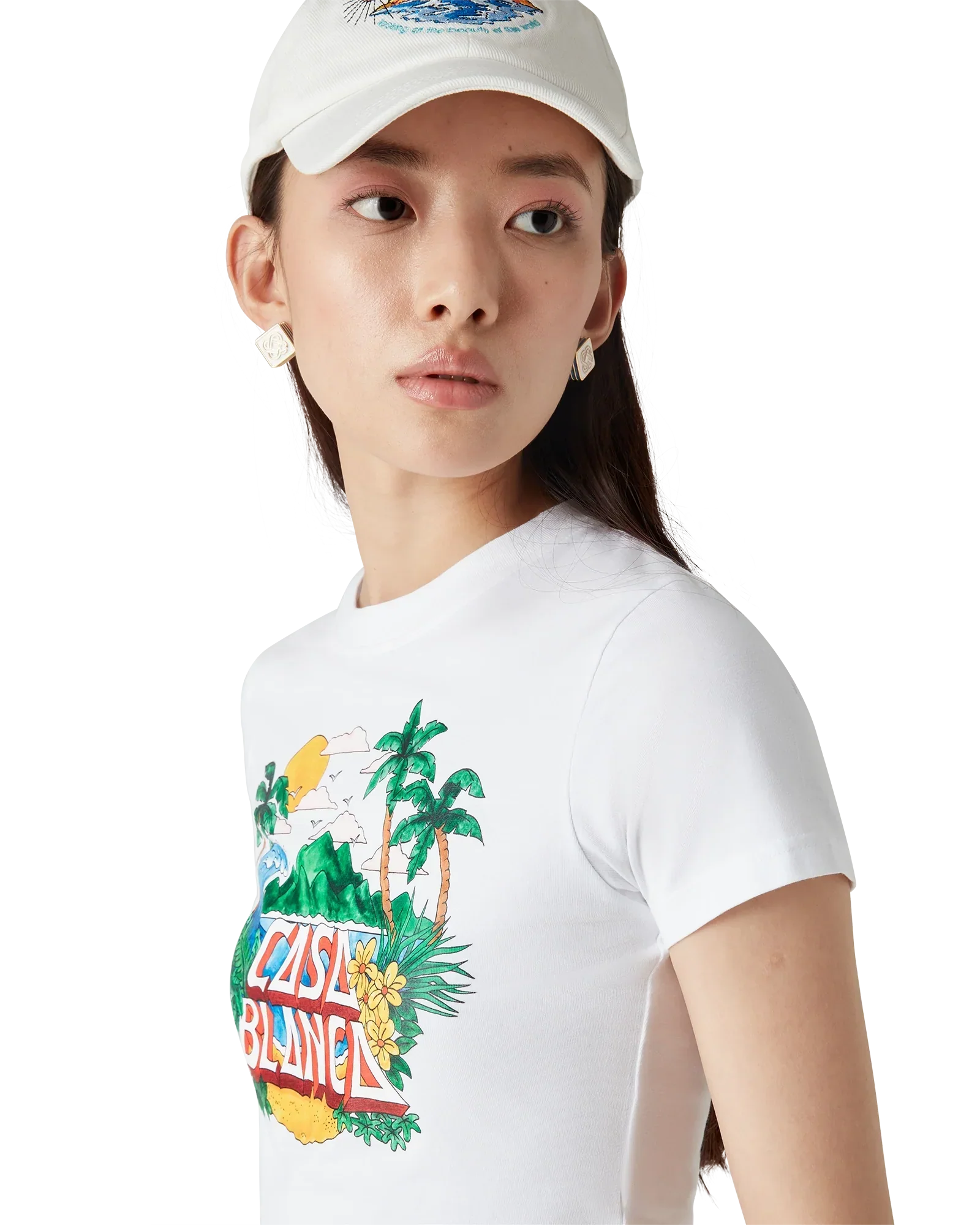 Casa Beach Wave Cropped Short Sleeve T-Shirt | Casablanca Paris | Image 5