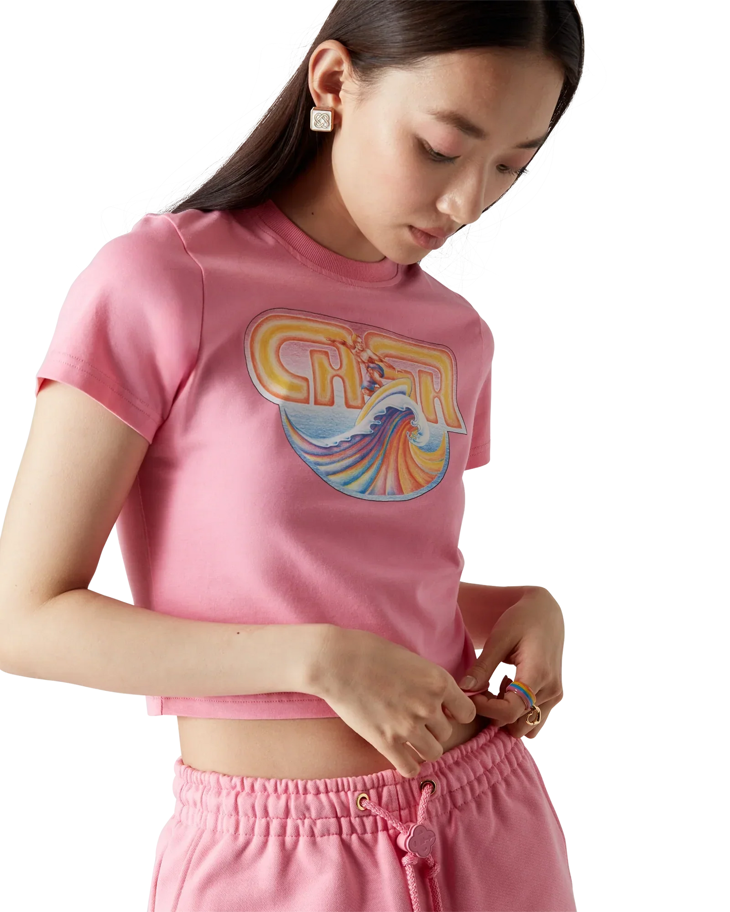 Casa Surf Cropped Short Sleeve T-Shirt | Casablanca Paris | Image 4