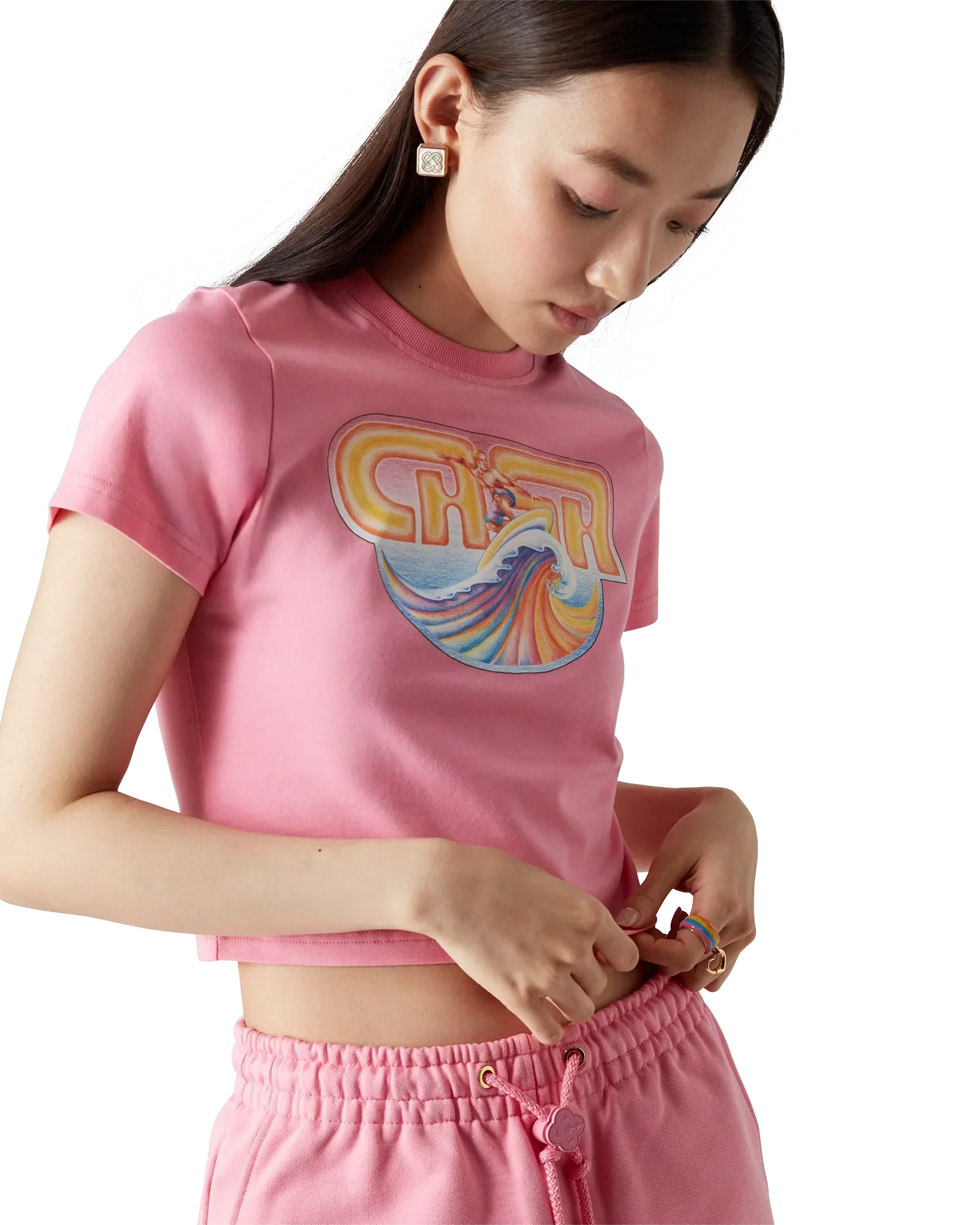 Casa Surf Cropped Short Sleeve T-Shirt | Casablanca Paris | Image 4