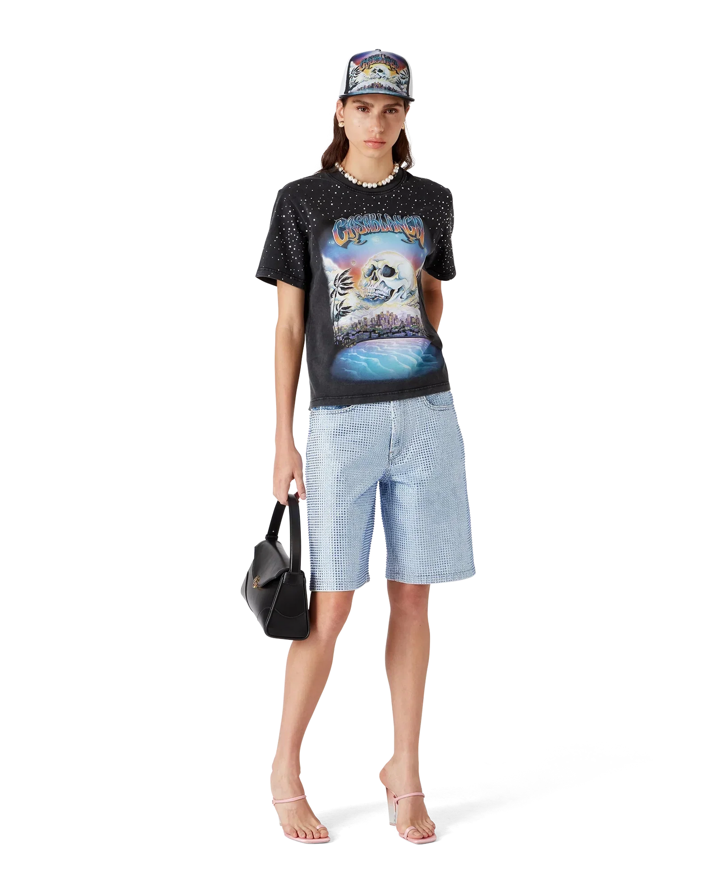 Crystal Embellished Denim Shorts | Casablanca Paris | Image 2