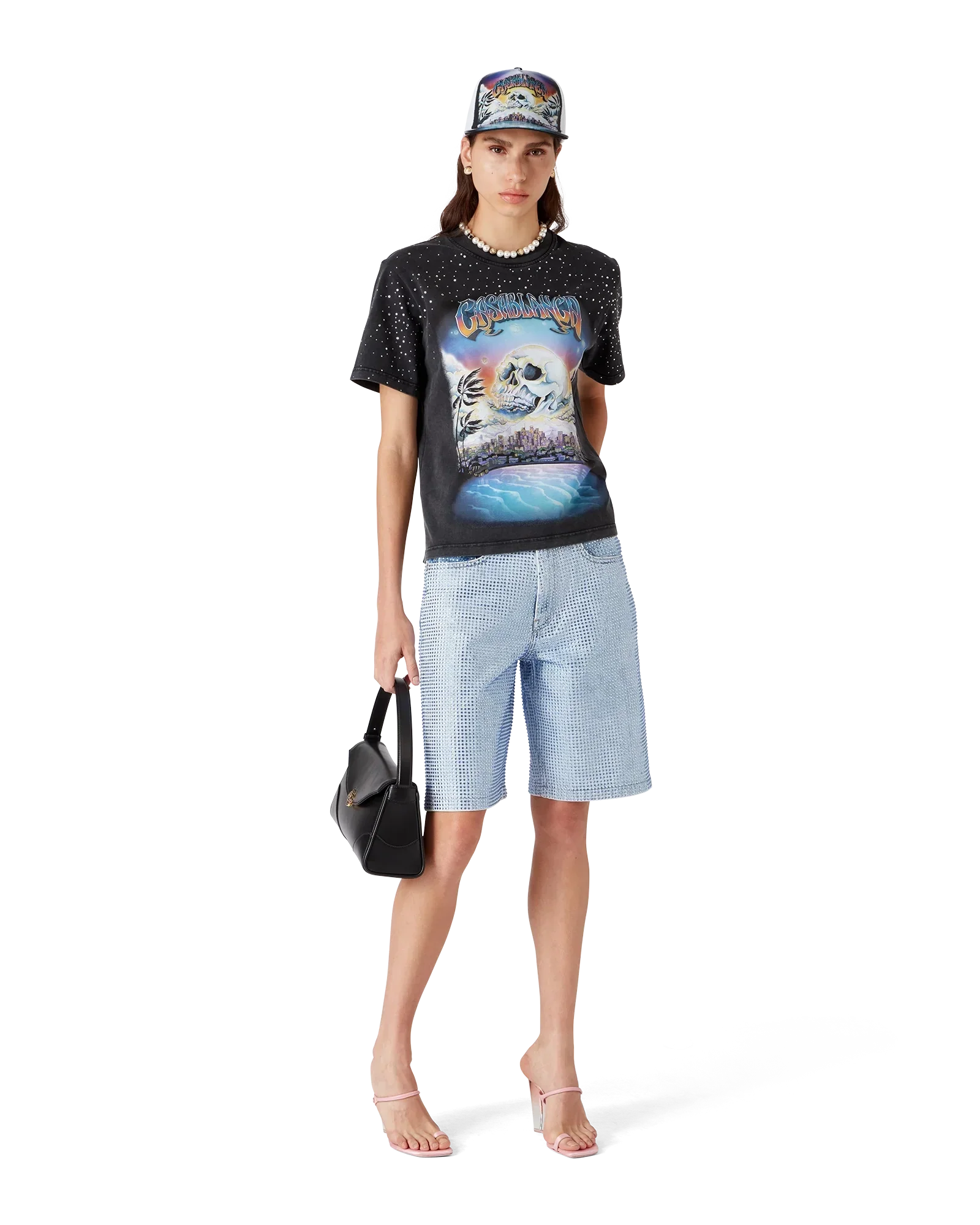 Crystal Embellished Denim Shorts | Casablanca Paris | Image 2