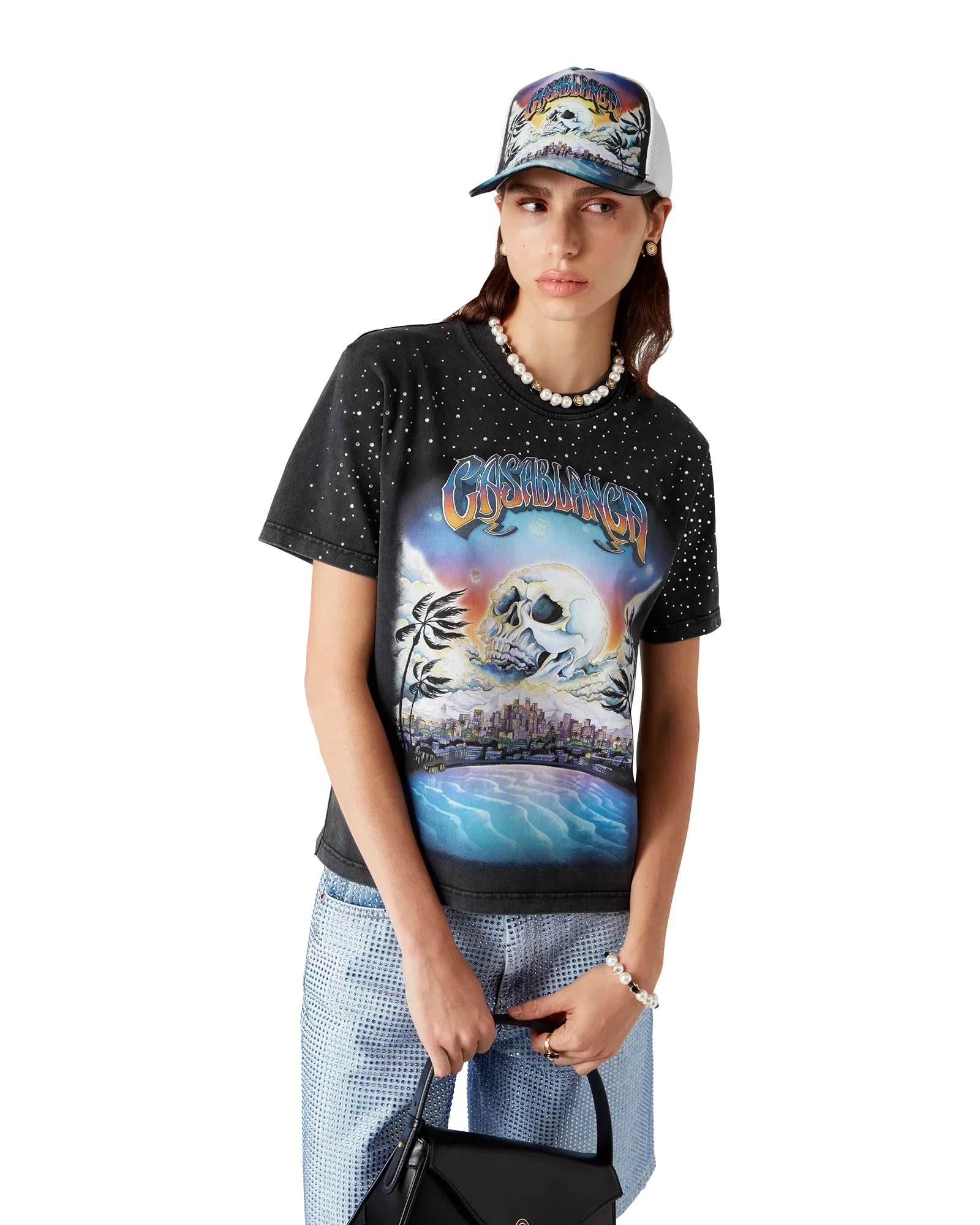 La Prémonition Crystal Embellished Short Sleeve T-Shirt | Casablanca Paris | Image 4