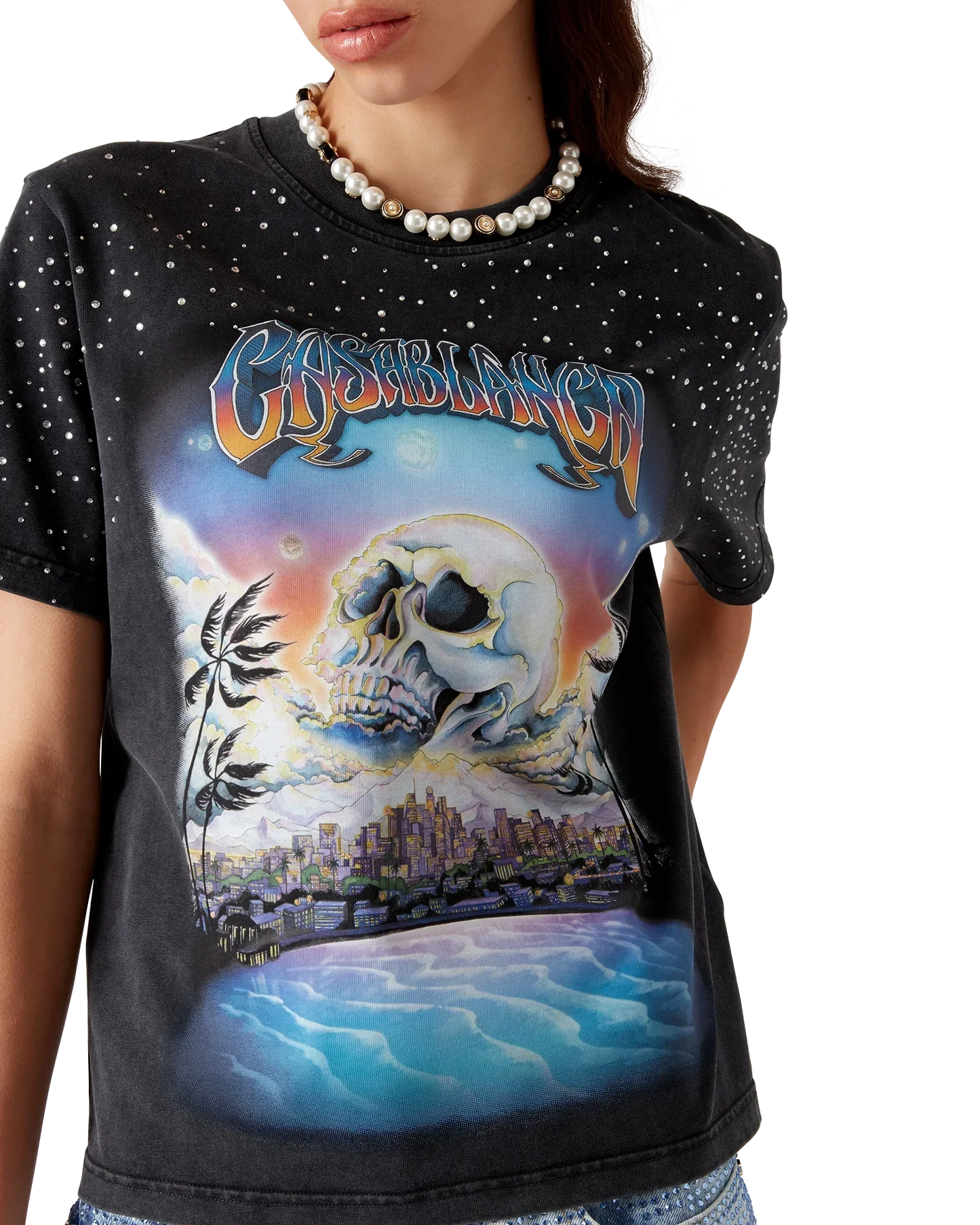 La Prémonition Crystal Embellished Short Sleeve T-Shirt | Casablanca Paris | Image 5