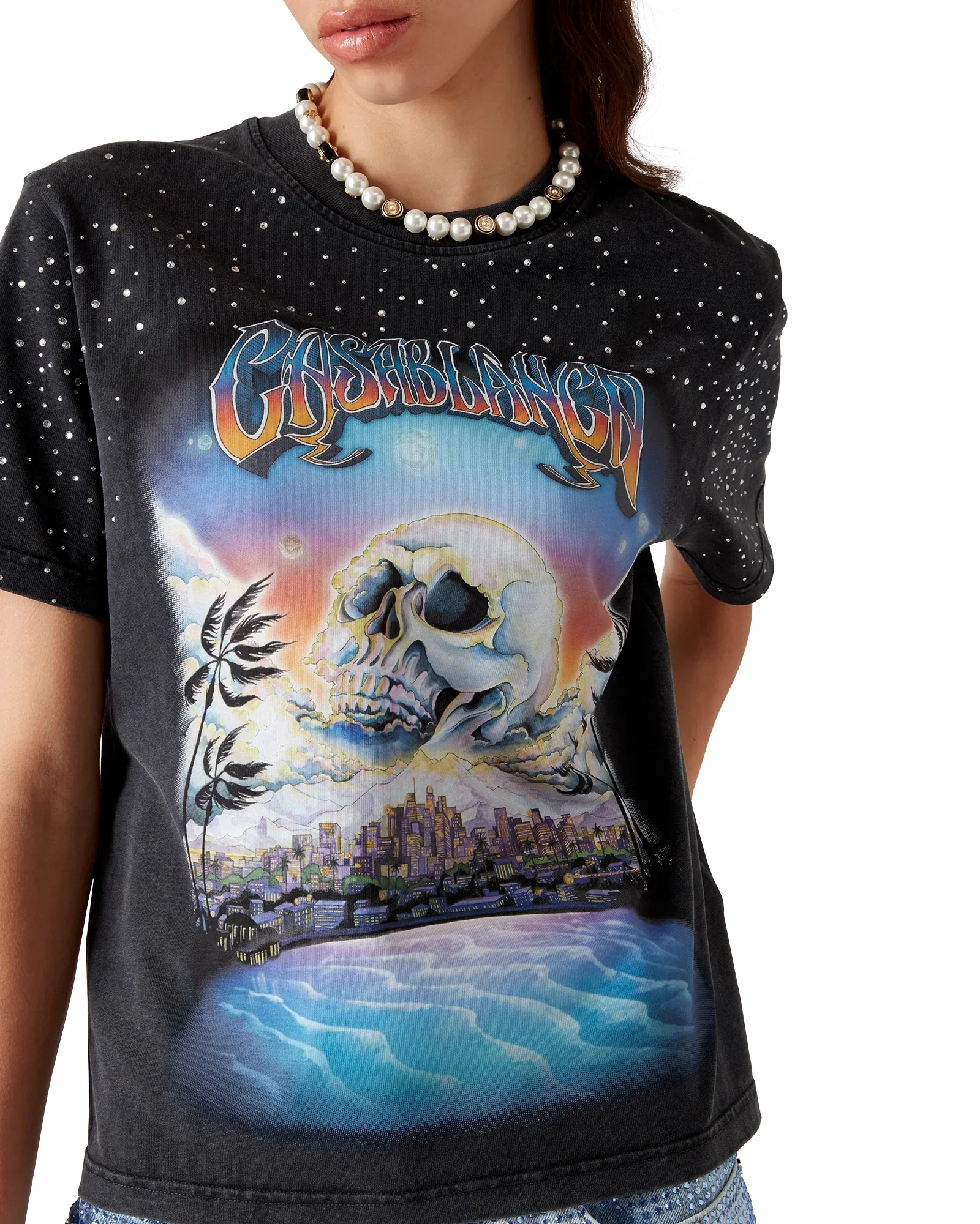 La Prémonition Crystal Embellished Short Sleeve T-Shirt | Casablanca Paris | Image 5