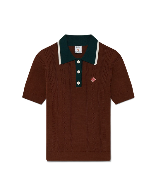 Cable Knit Polo Shirt | Casablanca Paris | Image 1