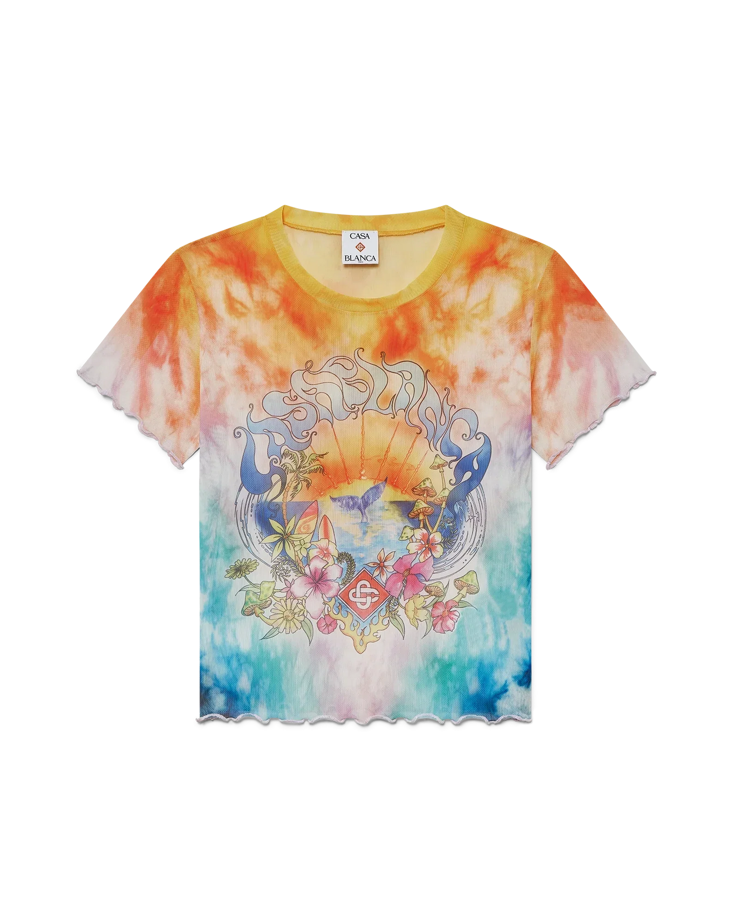 Surf Trip Tie Dye Mesh Short Sleeve T-Shirt | Casablanca Paris | Image 1