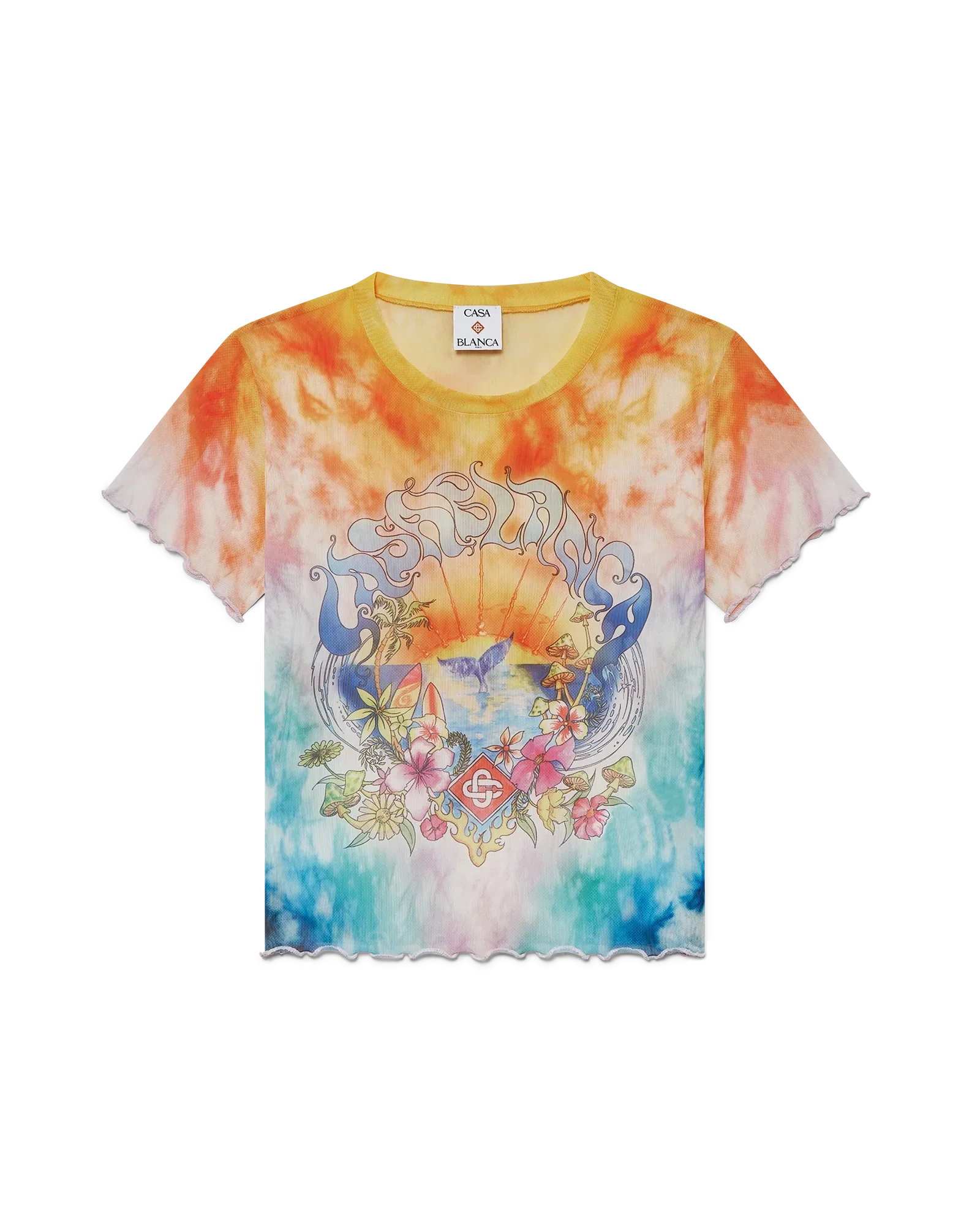 Surf Trip Tie Dye Mesh Short Sleeve T-Shirt | Casablanca Paris | Image 1