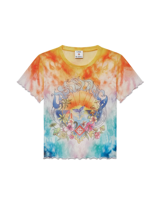 Surf Trip Tie Dye Mesh Short Sleeve T-Shirt | Casablanca Paris | Image 1