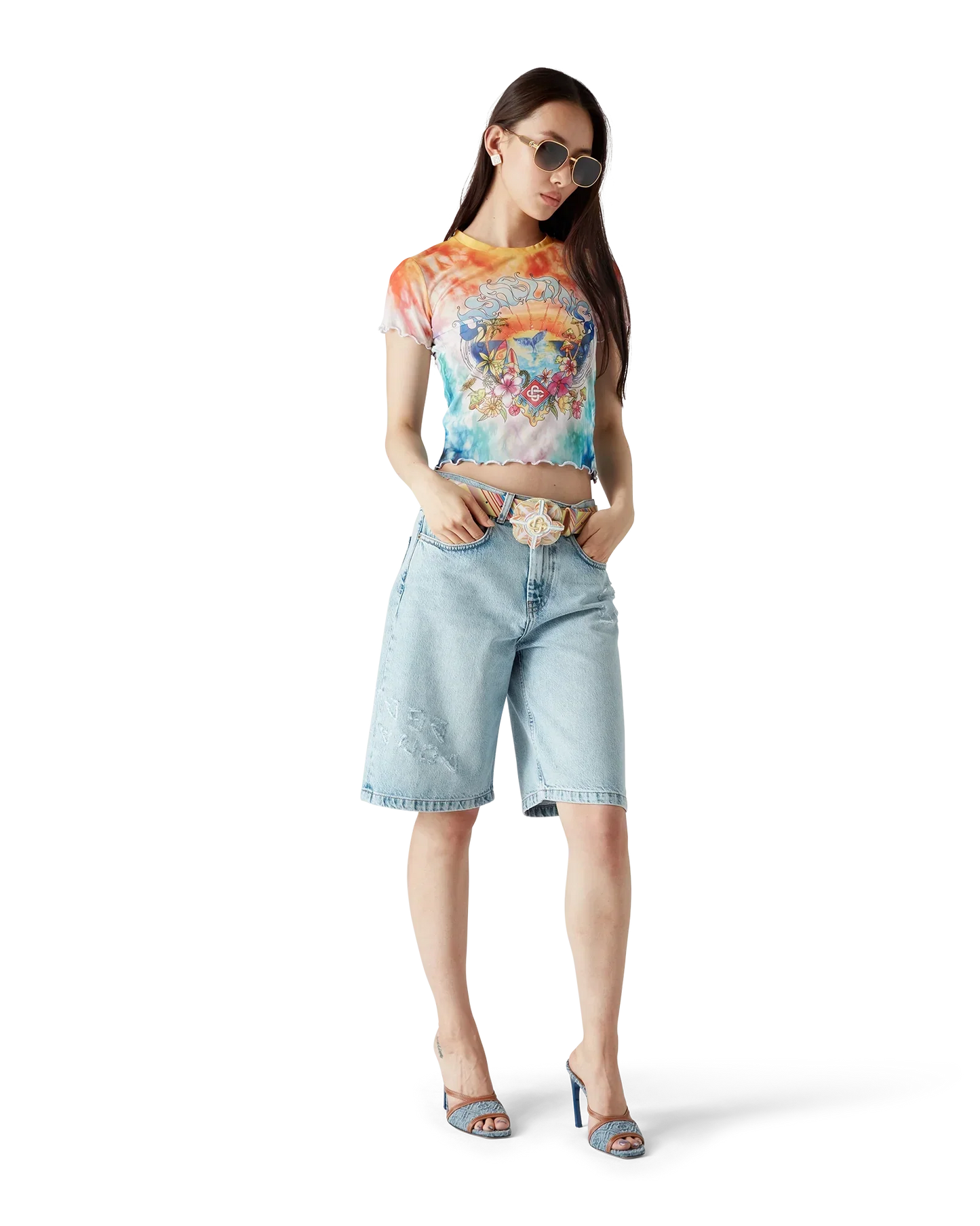 Surf Trip Tie Dye Mesh Short Sleeve T-Shirt | Casablanca Paris | Image 2