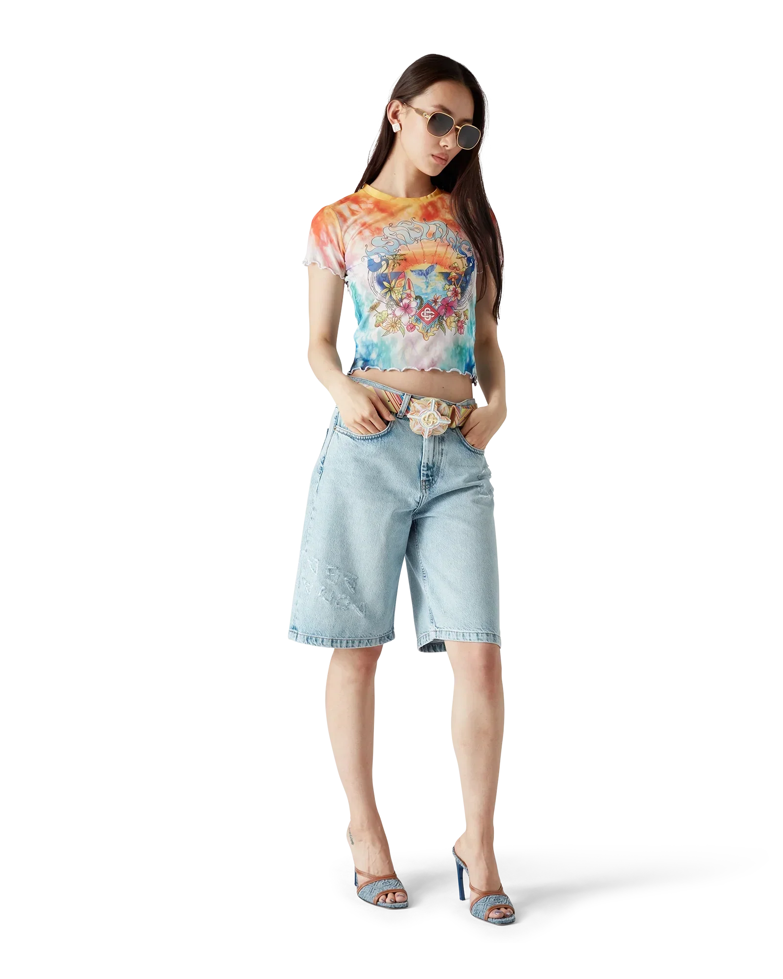 Surf Trip Tie Dye Mesh Short Sleeve T-Shirt | Casablanca Paris | Image 2